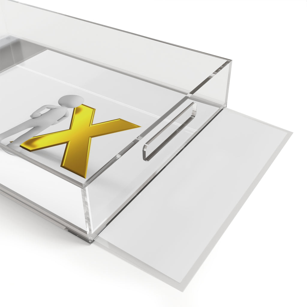 3D Gold X with Figure Acrylic Serving Tray | Modern Initial Decor