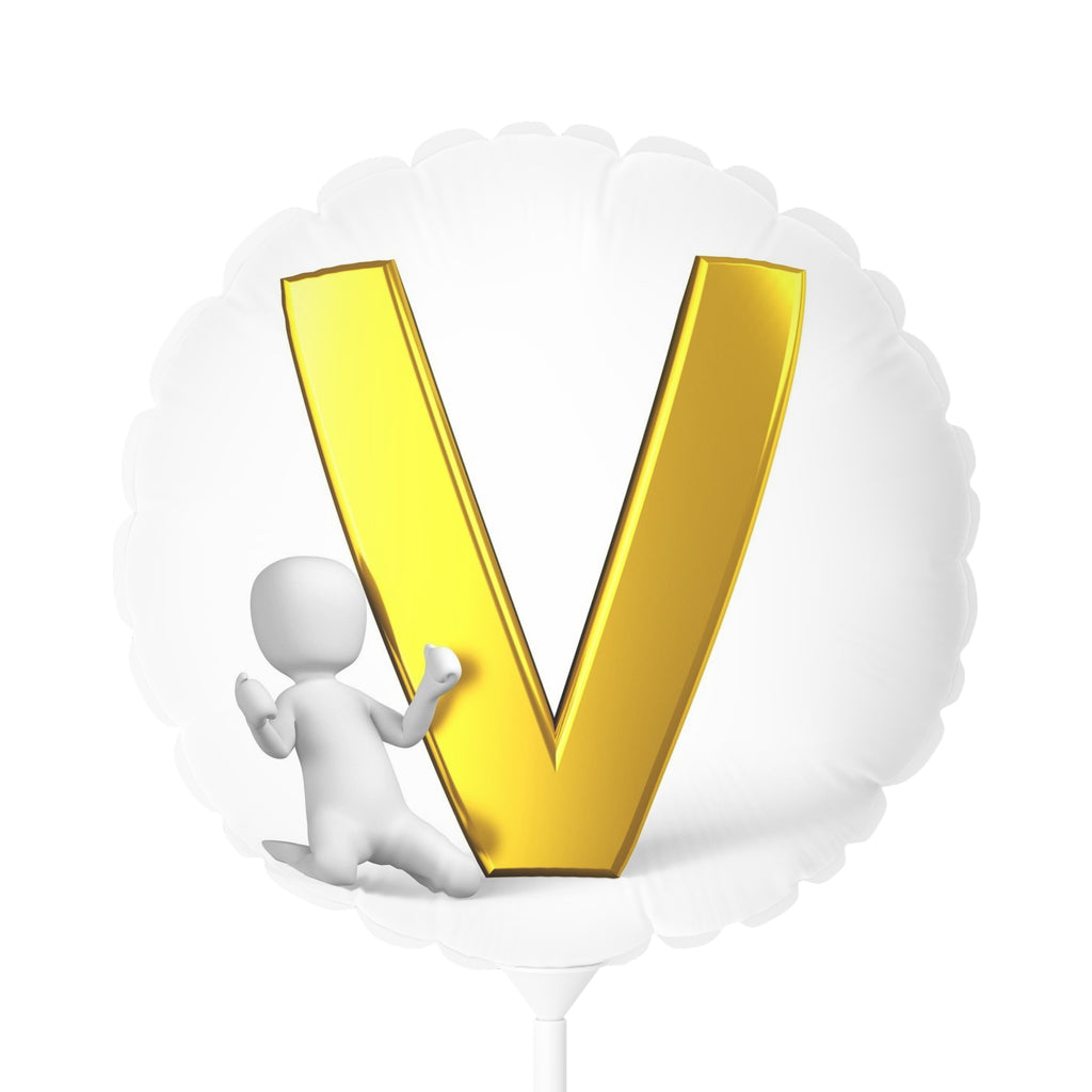 Gold Letter V Balloon 11" Round Balloon