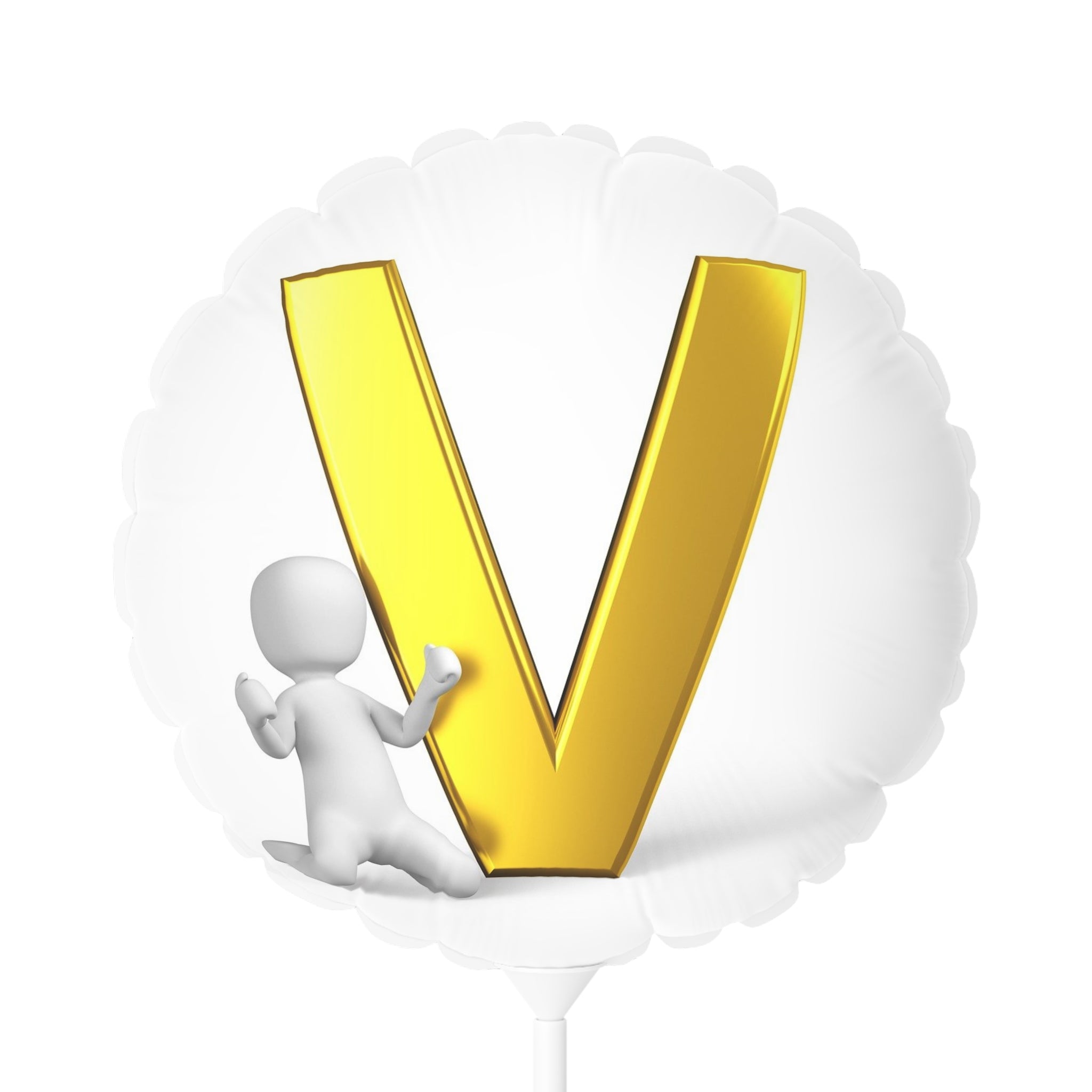 Gold Letter V Balloon 11" Round Balloon