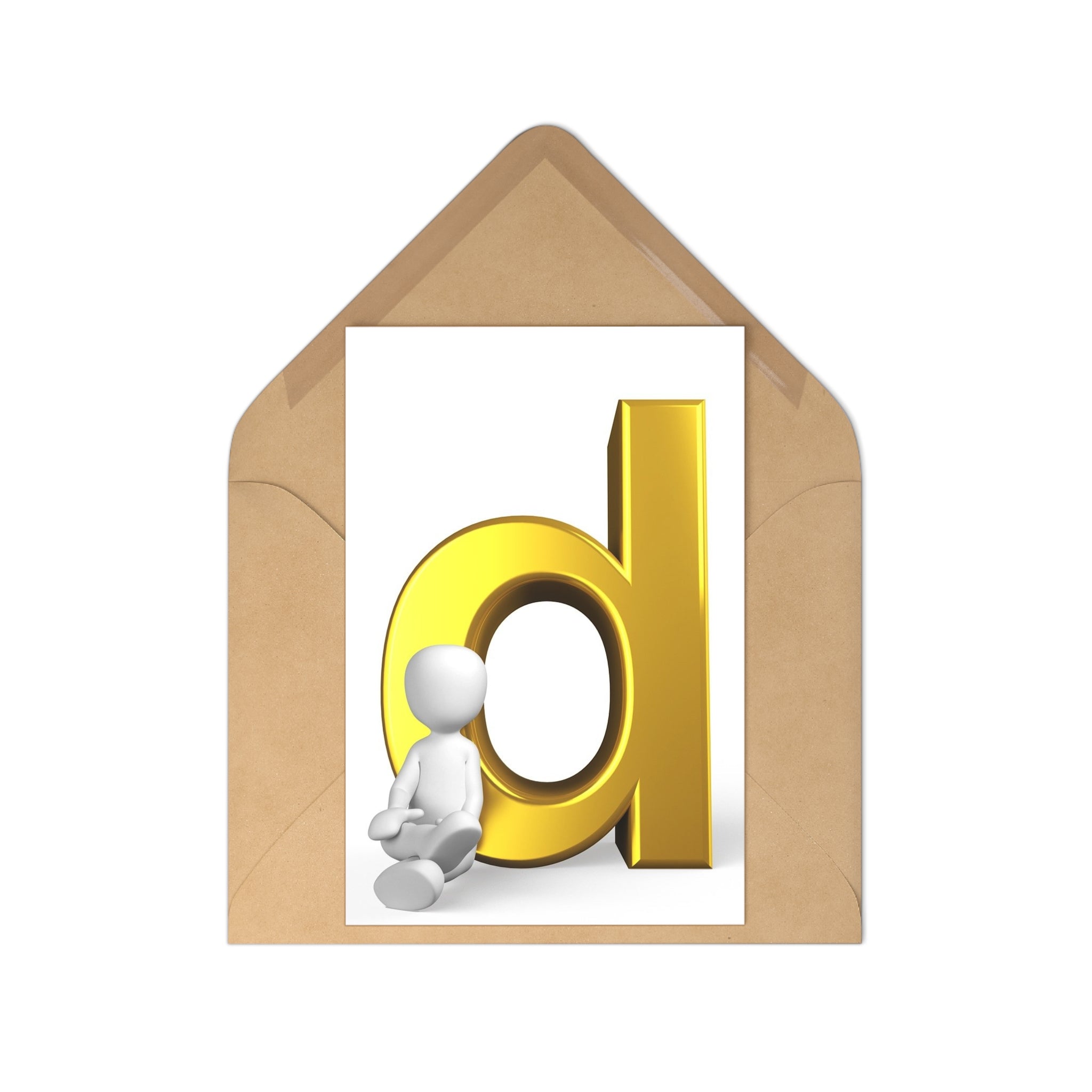 3D Gold Letter D Postcard Set | Alphabet Postcards (7 pcs)