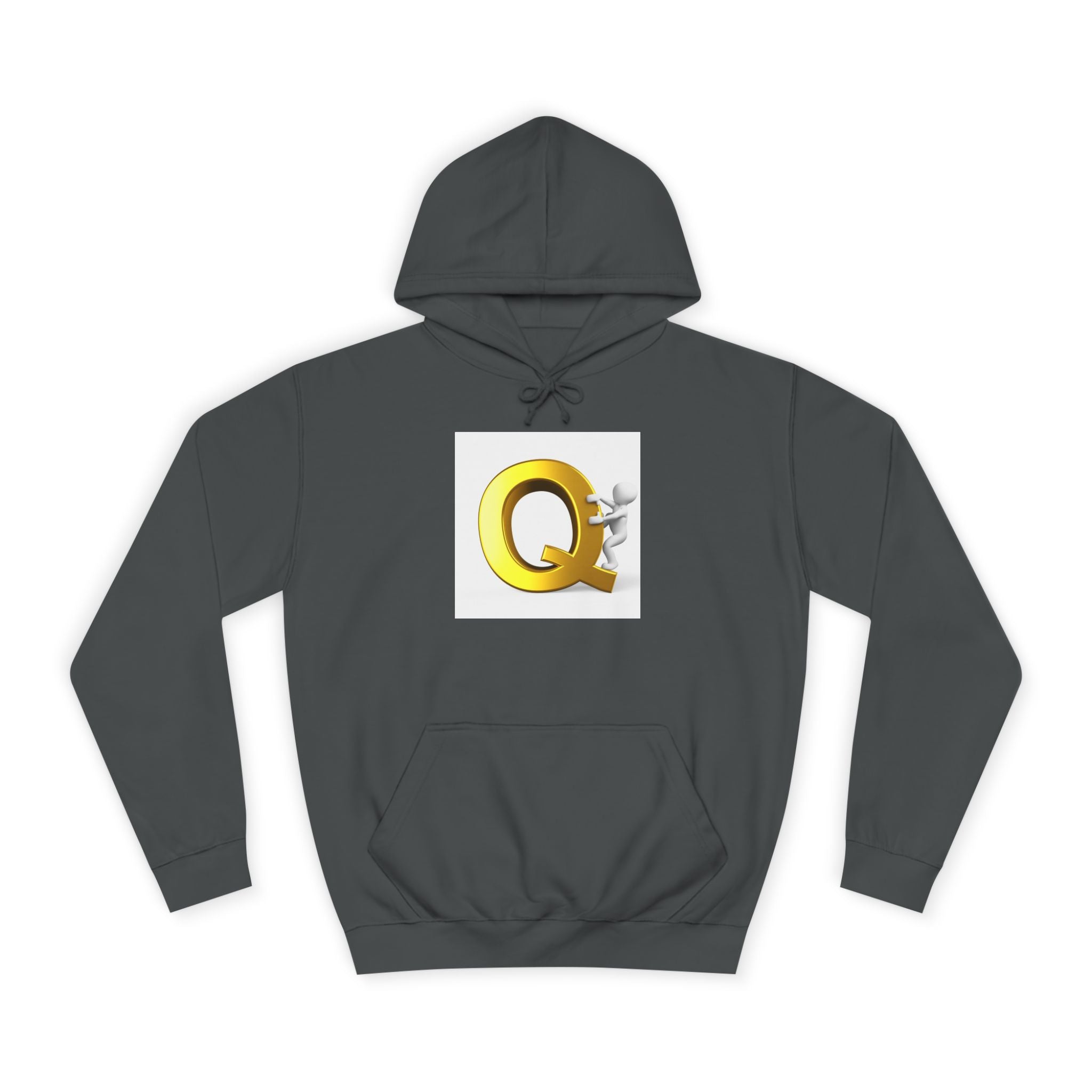 Golden Q Letter Hoodie | 3D Character Climbing Initial Sweatshirt