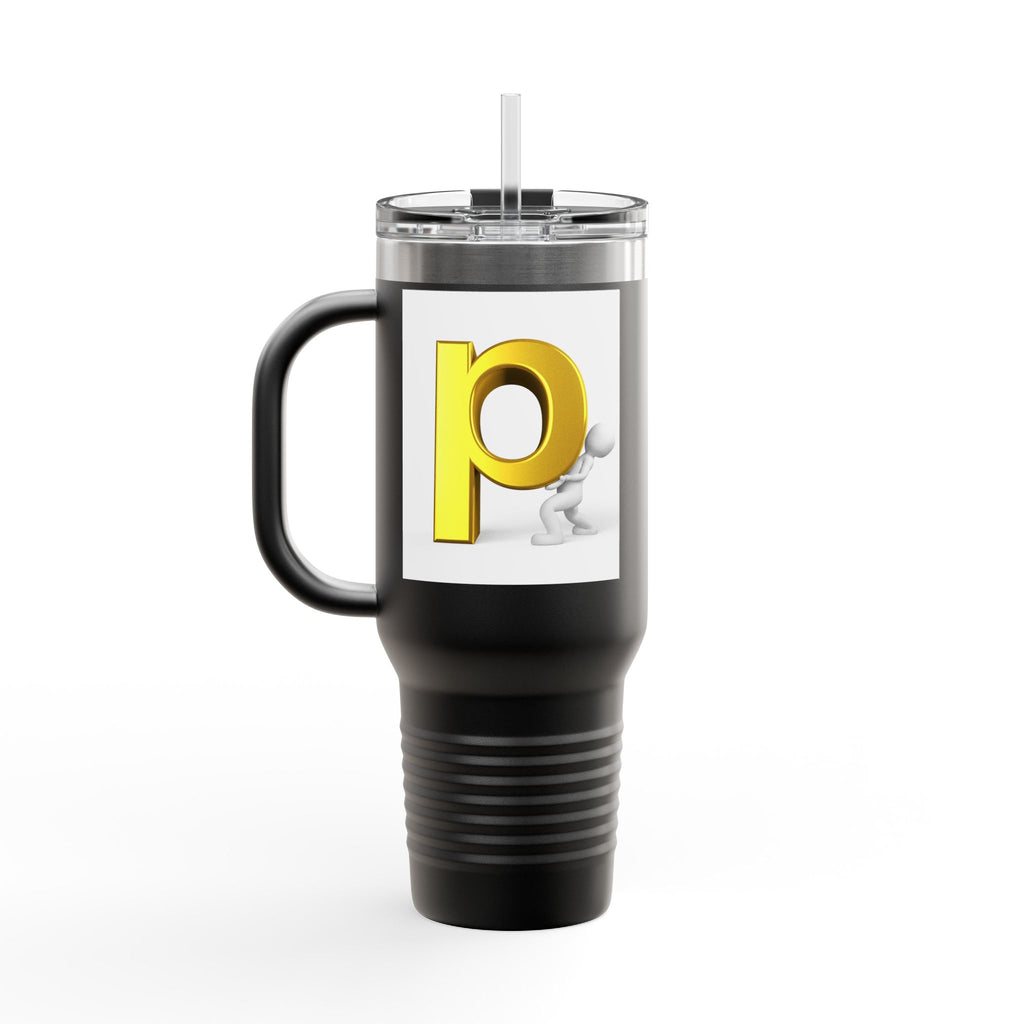 Yellow 3D Letter P Monogram Tumbler 40oz Travel Mug