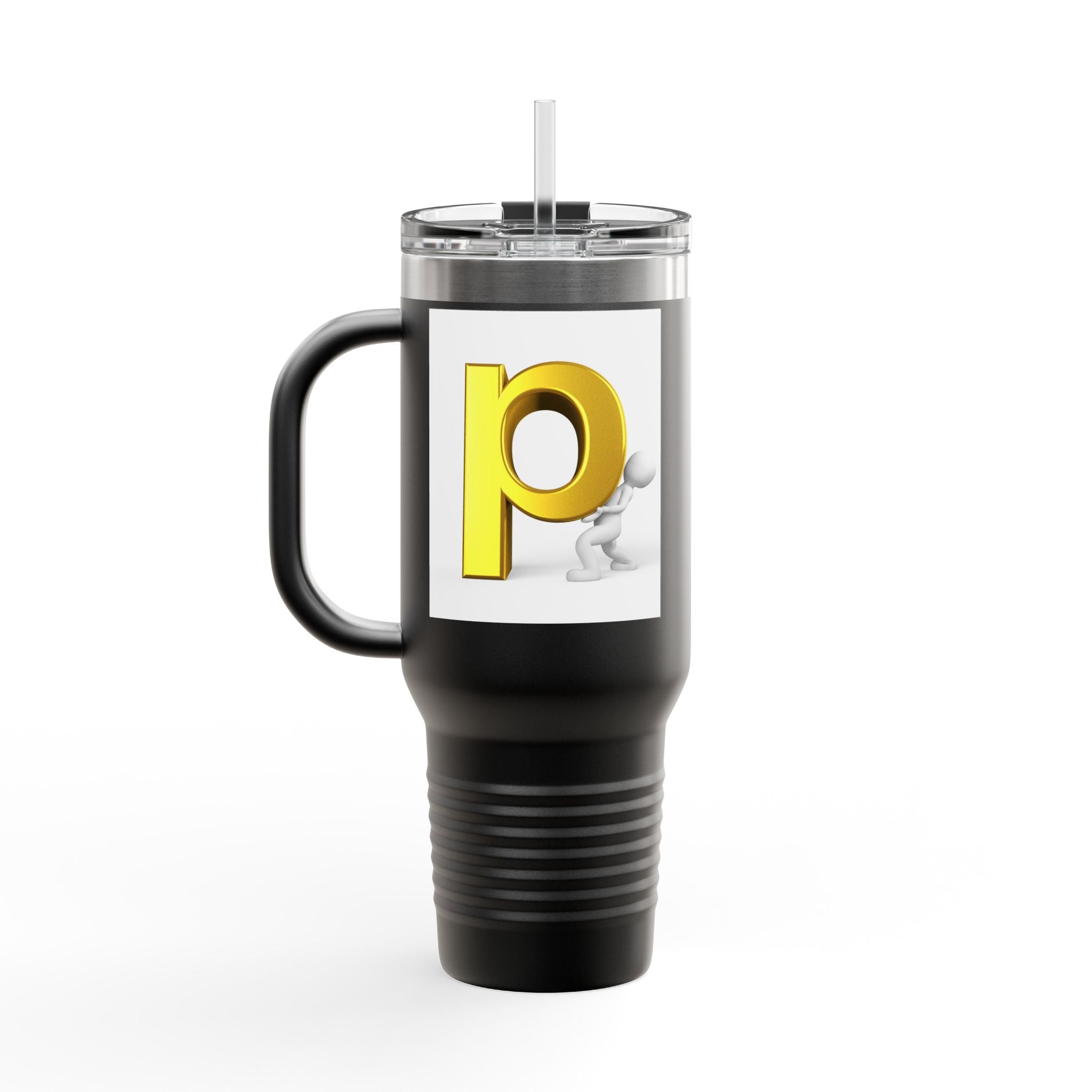 Yellow 3D Letter P Monogram Tumbler 40oz Travel Mug