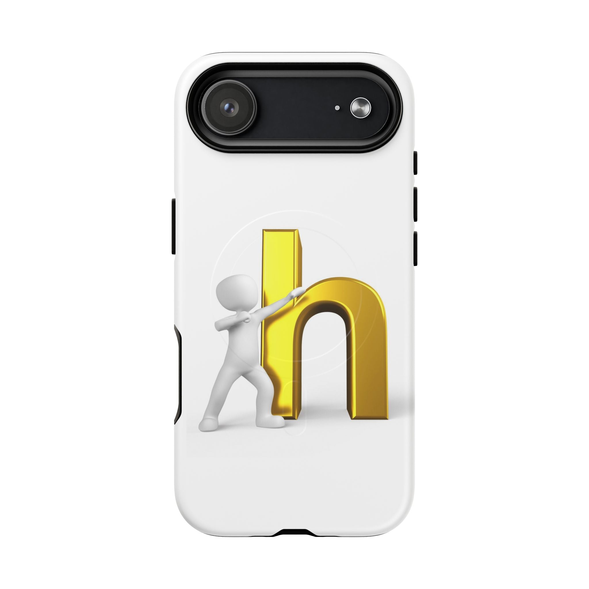 Coque de téléphone 3D avec lettre H dorée poussée | Coque magnétique robuste