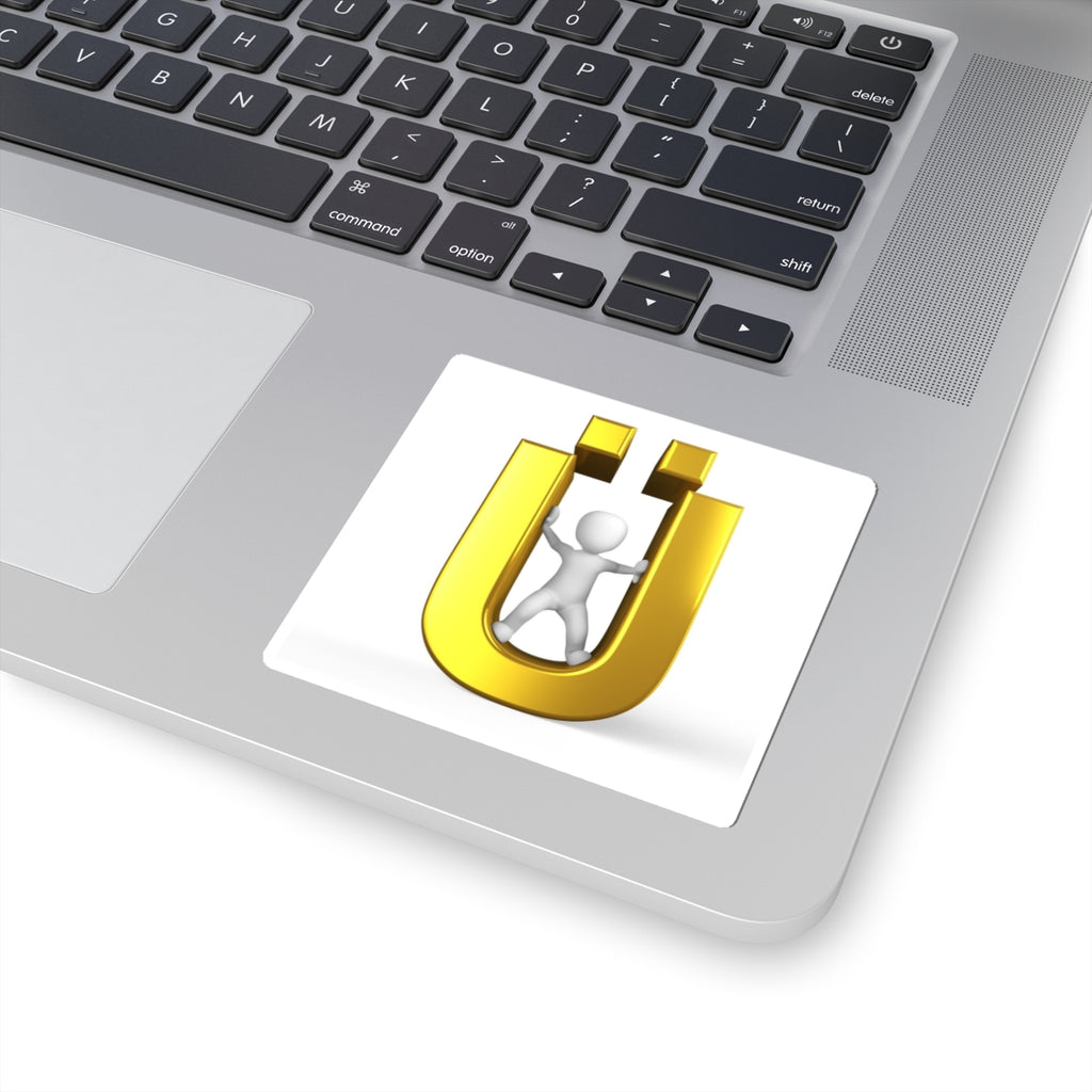 Gold Ü letter Design Kiss-Cut Stickers | Laptop Sticker, Vinyl Decal