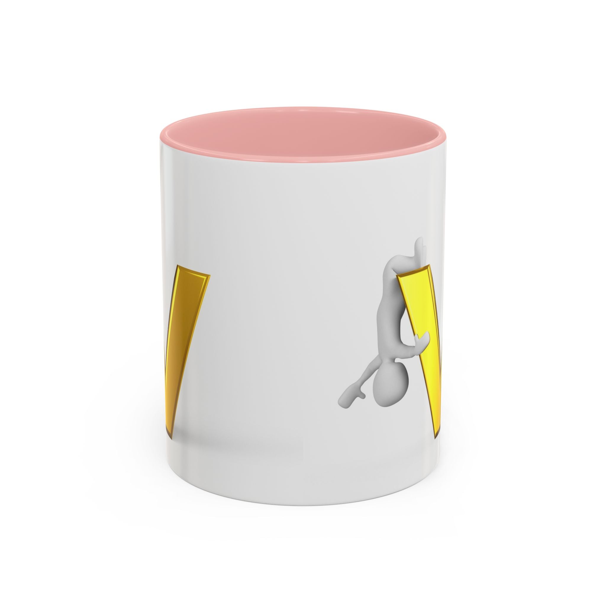 Mug en forme de V doré avec figure | Mug à café avec anse et intérieur colorés