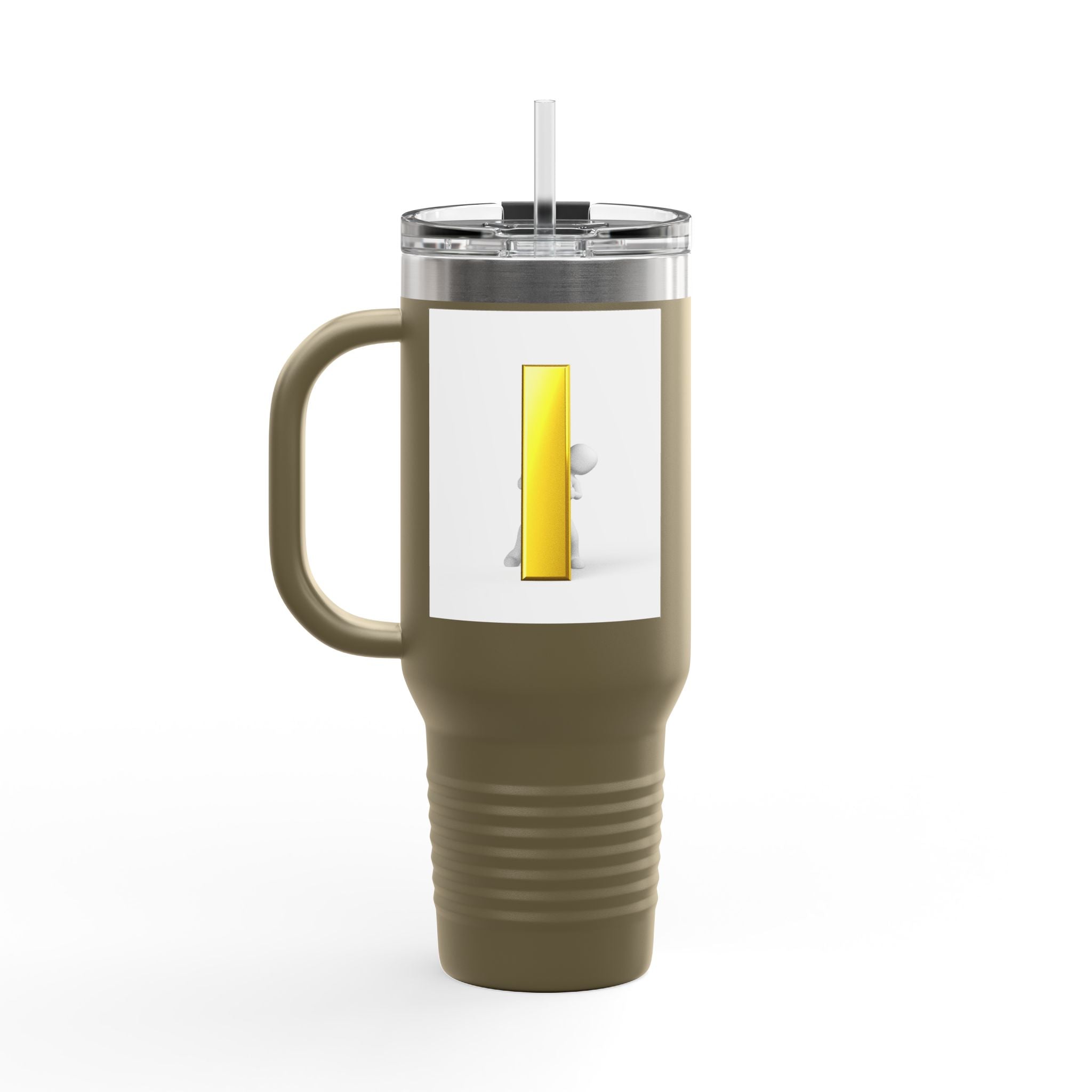 Yellow Letter i Character Travel Mug | 40oz Insulated Tumbler