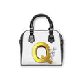 Gold Letter Q with Climbing Figure Shoulder Handbag | Initial Monogram Purse