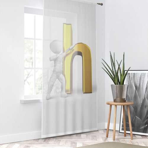 Lettre H en or 3D avec rideau de fenêtre figuratif | Panneau transparent monogramme alphabet