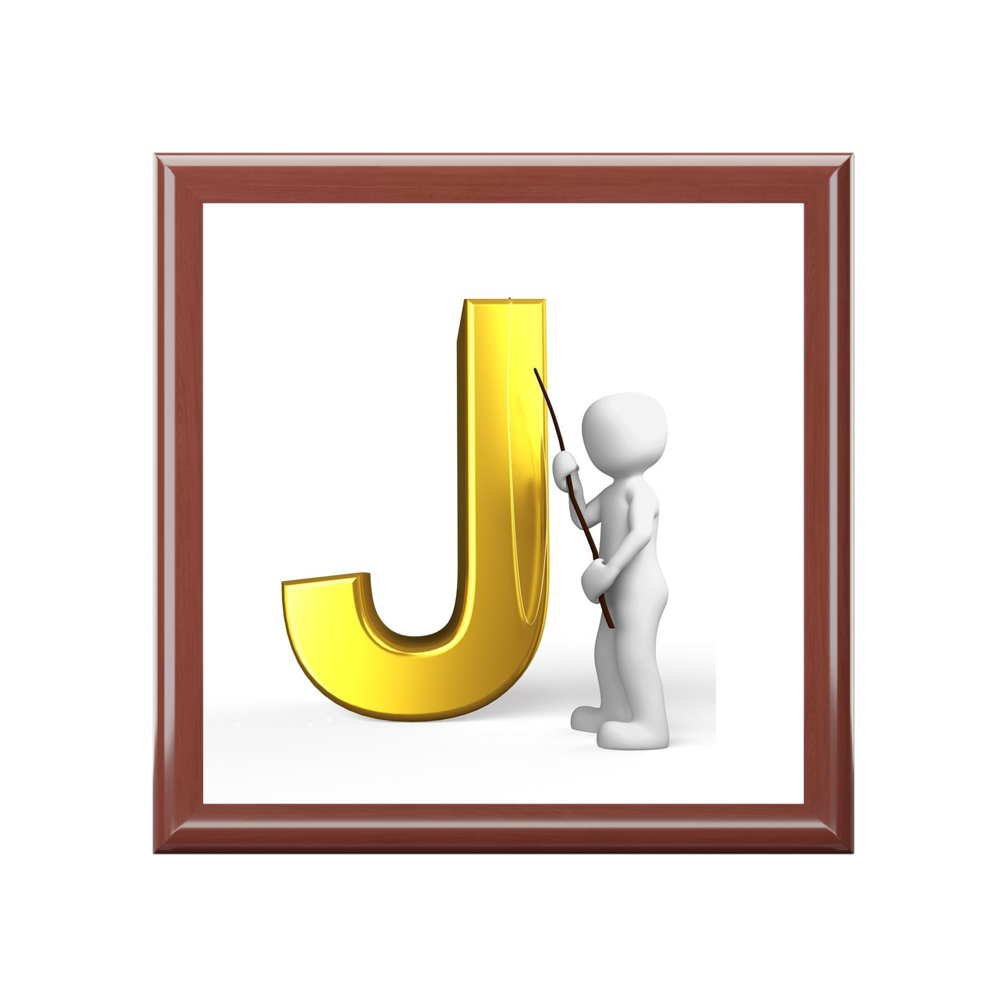 Gold Letter J Monogram Jewelry Box | Initial J Keepsake Box