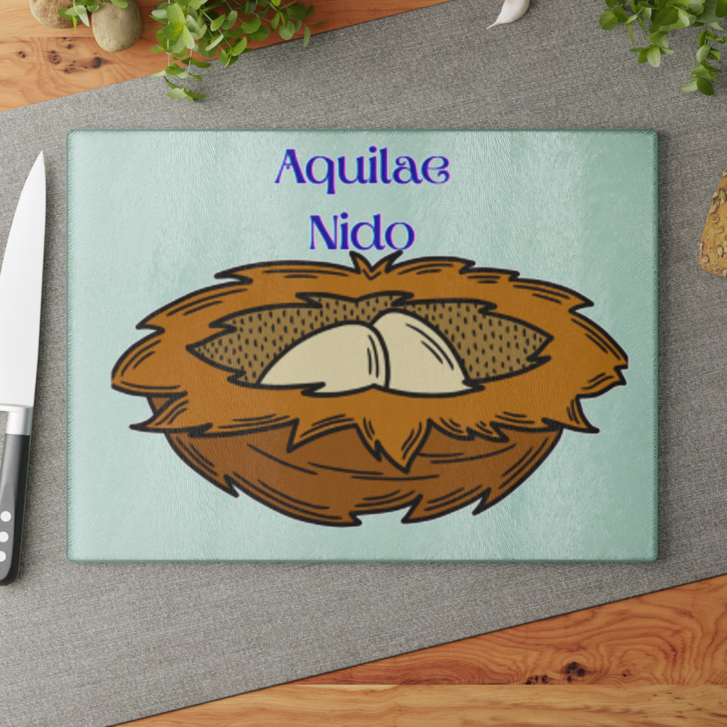 Aquilae Nido Nest Illustration Glass Cutting Board | Bird Nest Kitchen Decor