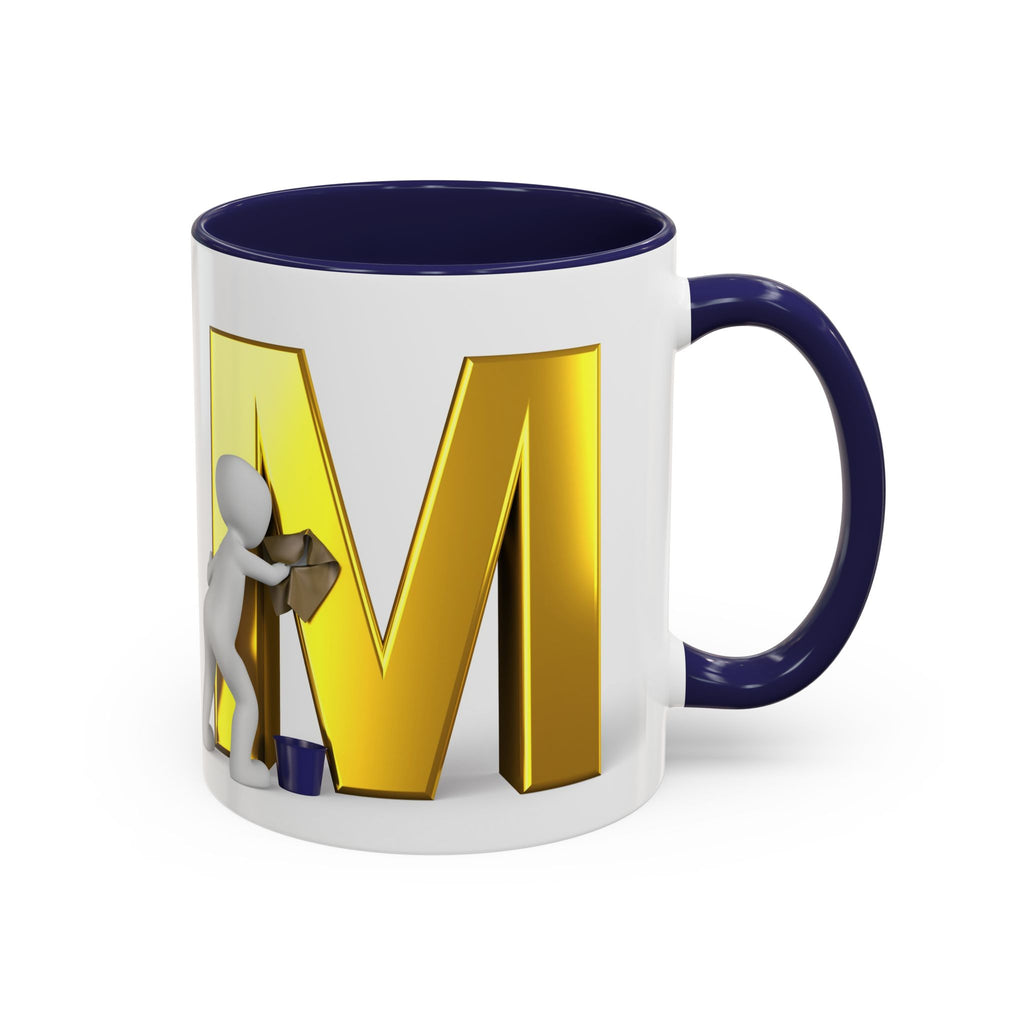 Goldfarbene Buchstabe M mit Farbklecks-Akzent Tasse | Kaffeetasse