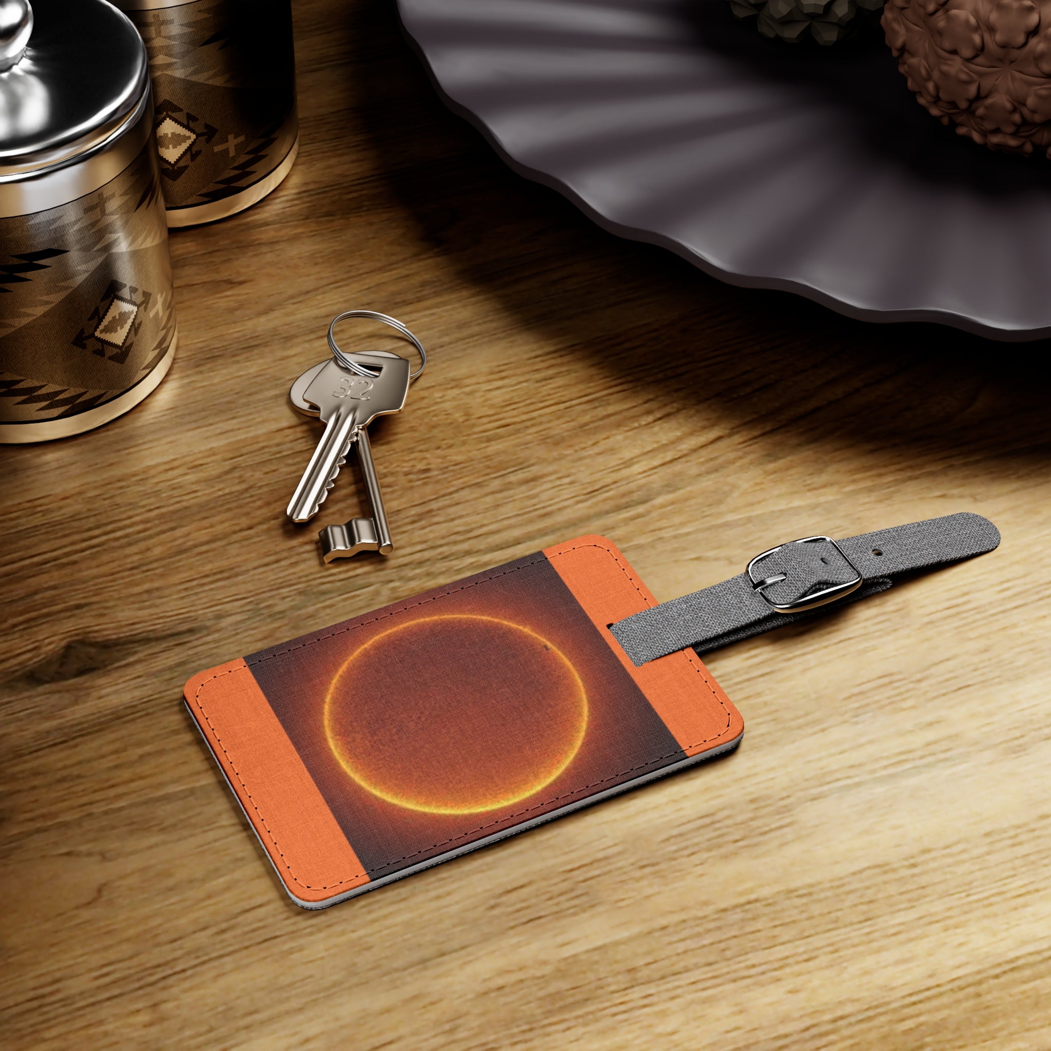 Glowing Solar Eclipse Luggage Tag | Rectangle Saffiano Polyester