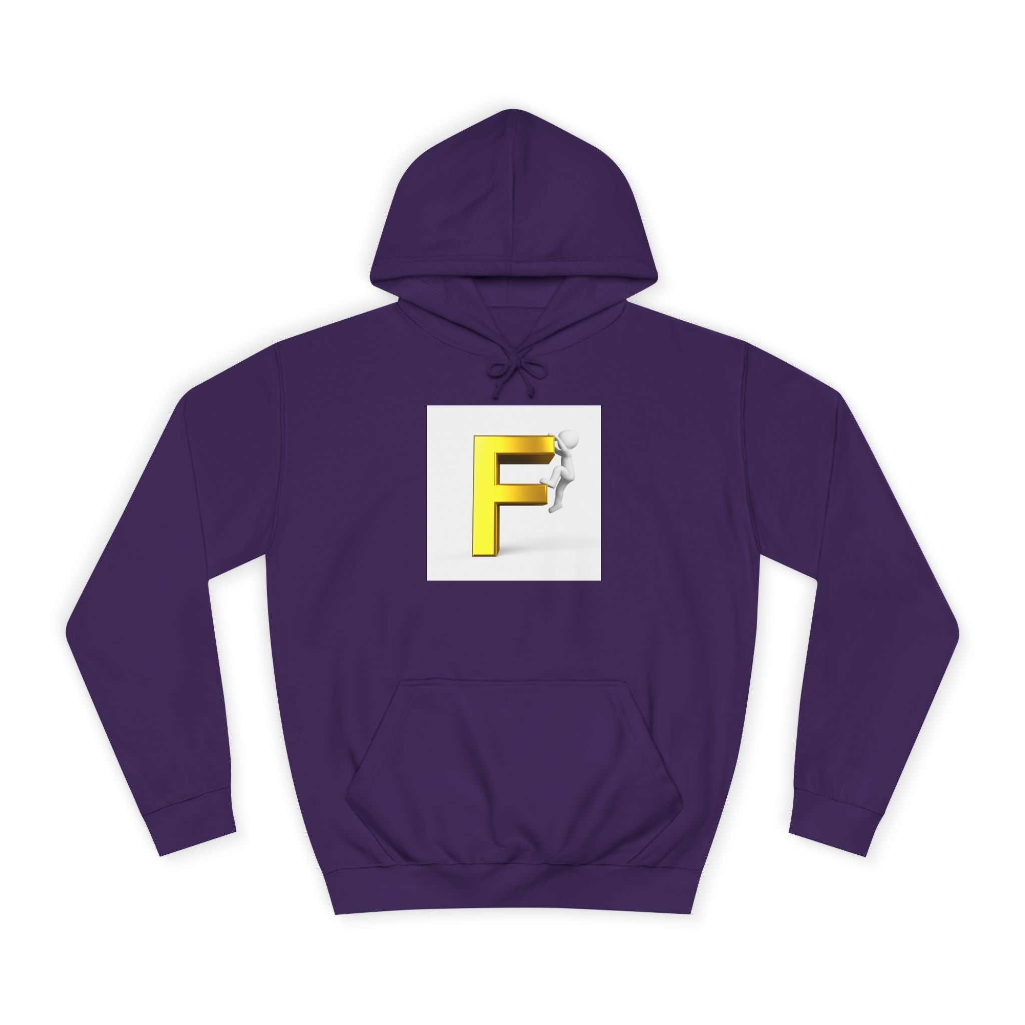 3D Gold Letter F Hoodie | Climbing Figurine Letterman Style