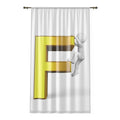 Climbing 3D Gold Letter F Window Curtain | Alphabet Monogram Sheer Panel
