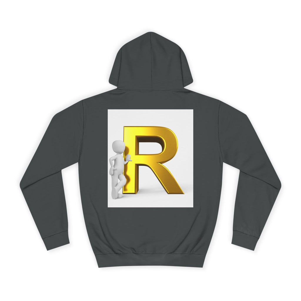 Gold Letter R Hoodie | 3D Character Leaning on R