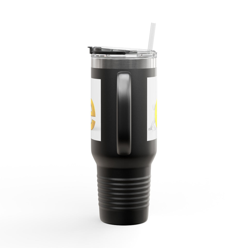 Yellow 3D Letter E Character Travel Mug | Insulated 40oz Tumbler