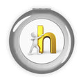 3D Person Pushing Gold Letter H Compact Travel Mirror