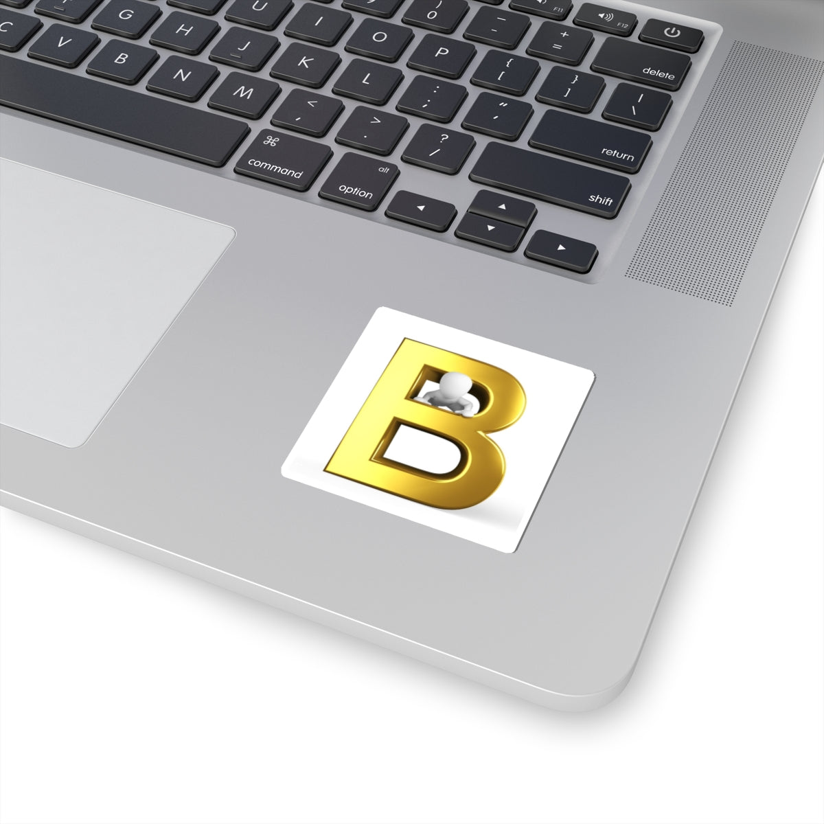Gold 3D Letter B with Figure kiss-cut sticker | Monogram Sticker