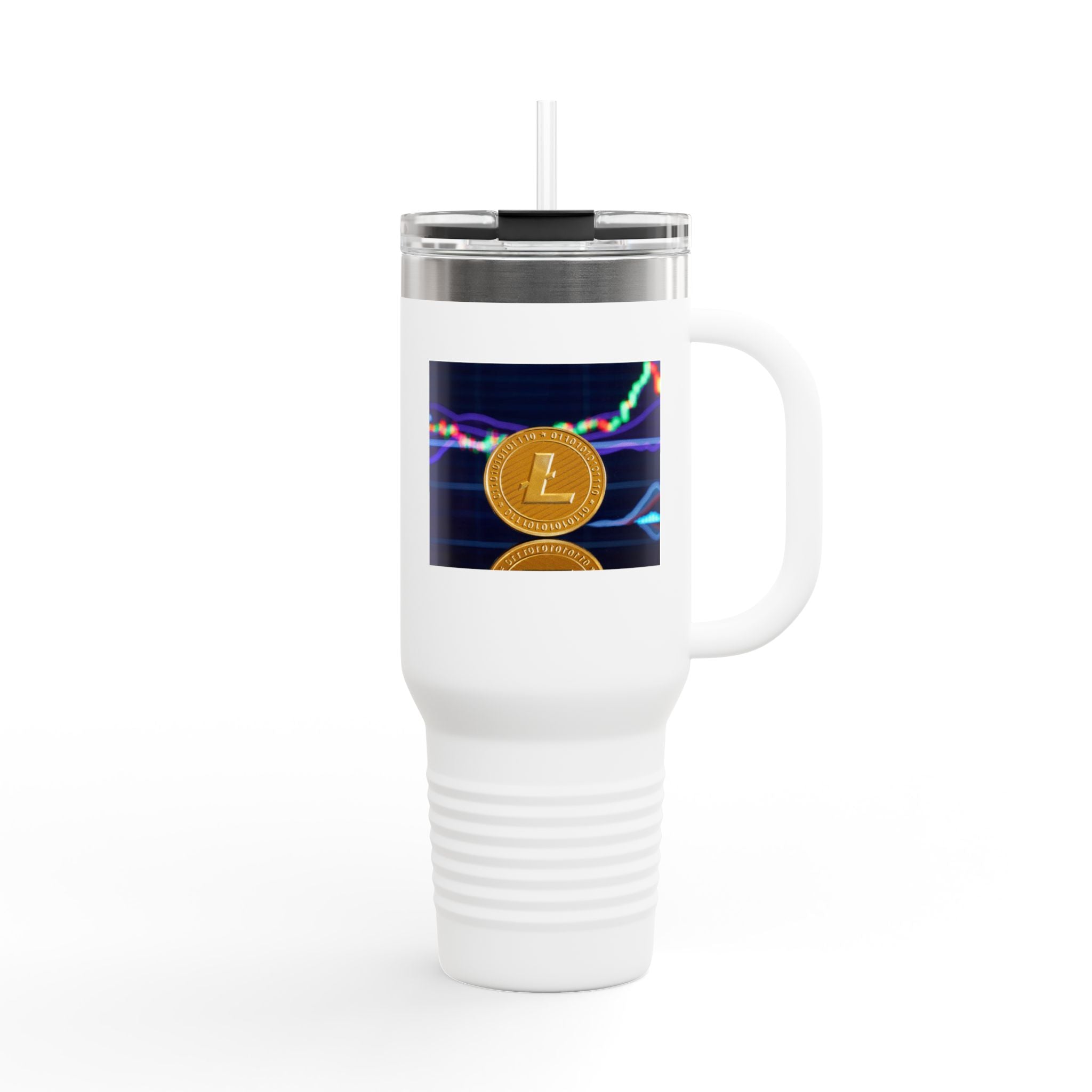 Litecoin Crypto Coin with Price Chart Tumbler | 40oz Insulated Travel Mug