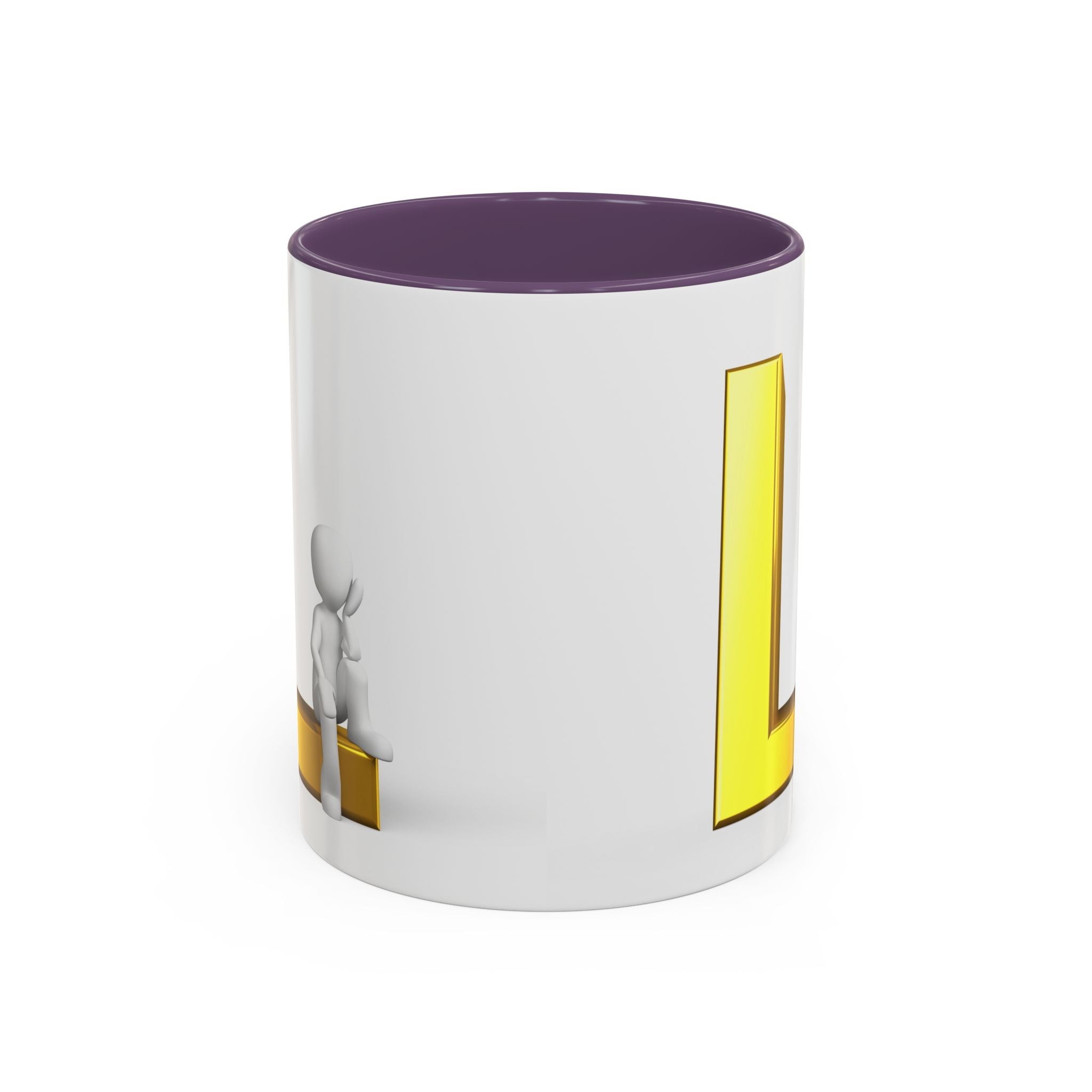 Mug 3D Personne assise sur la lettre L en Or | Mug à anse colorée 325ml 444ml