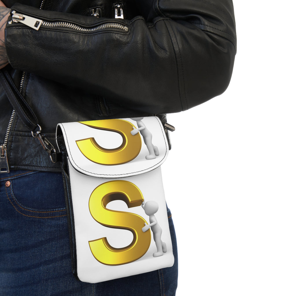 Gold Letter S Monogram Small Cell Phone Wallet | Crossbody Phone Pouch