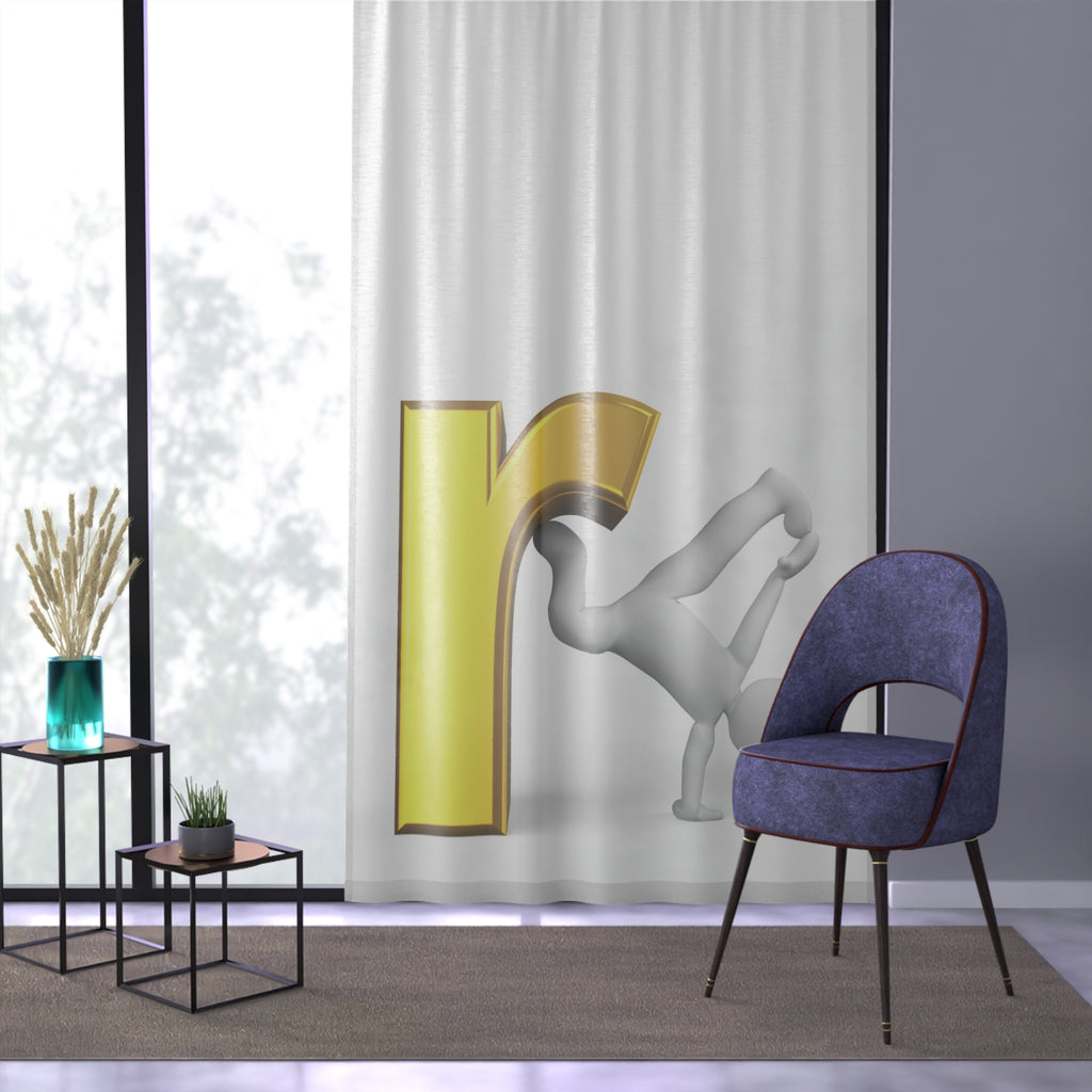 Gold Letter R with Breakdancer Window Curtain | Dance Alphabet Curtain