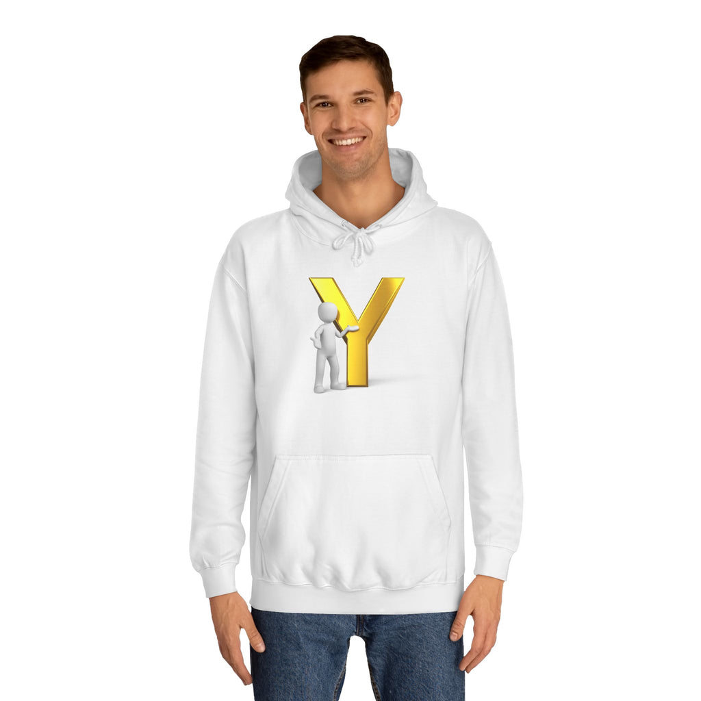 3D Gold Letter Y with Figure Hoodie | Initial Monogram Sweatshirt