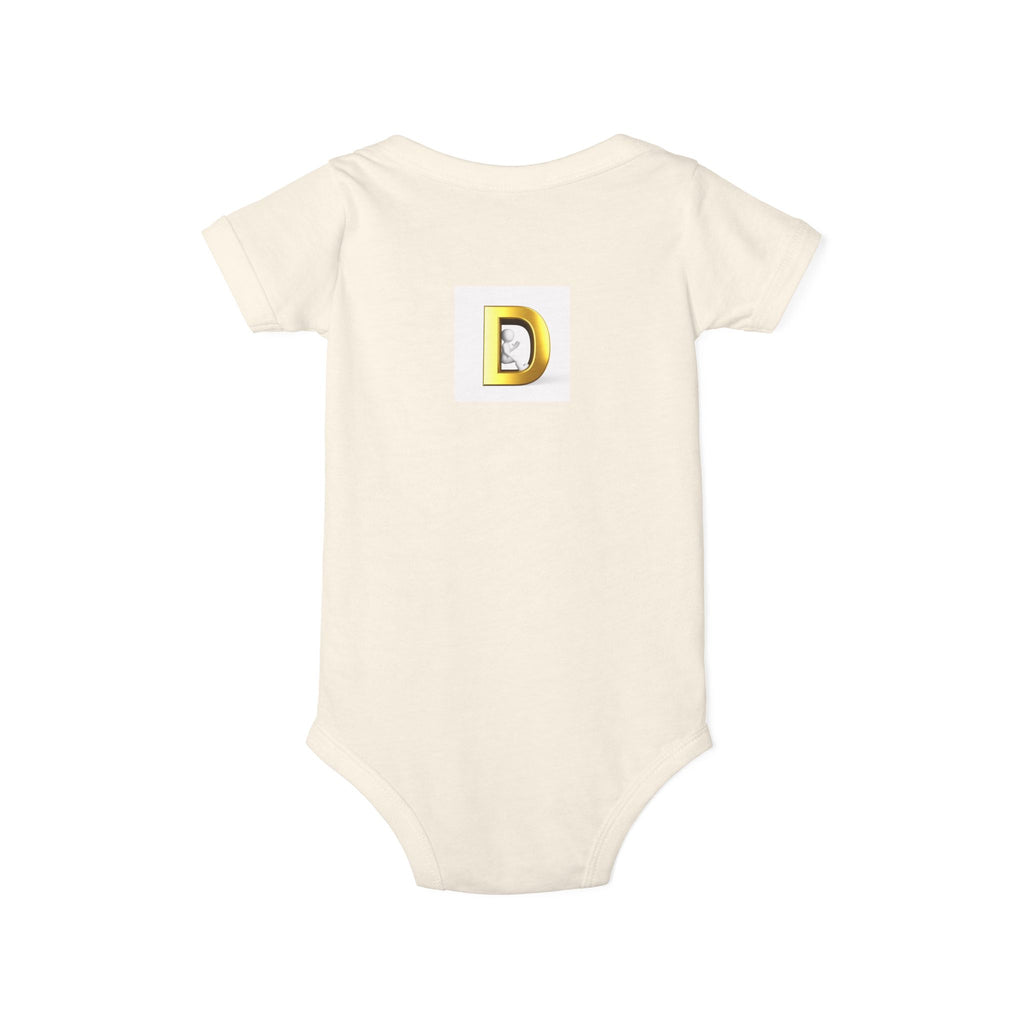 Gold Letter D Infant Onesie | Baby Monogram Initial Bodysuit