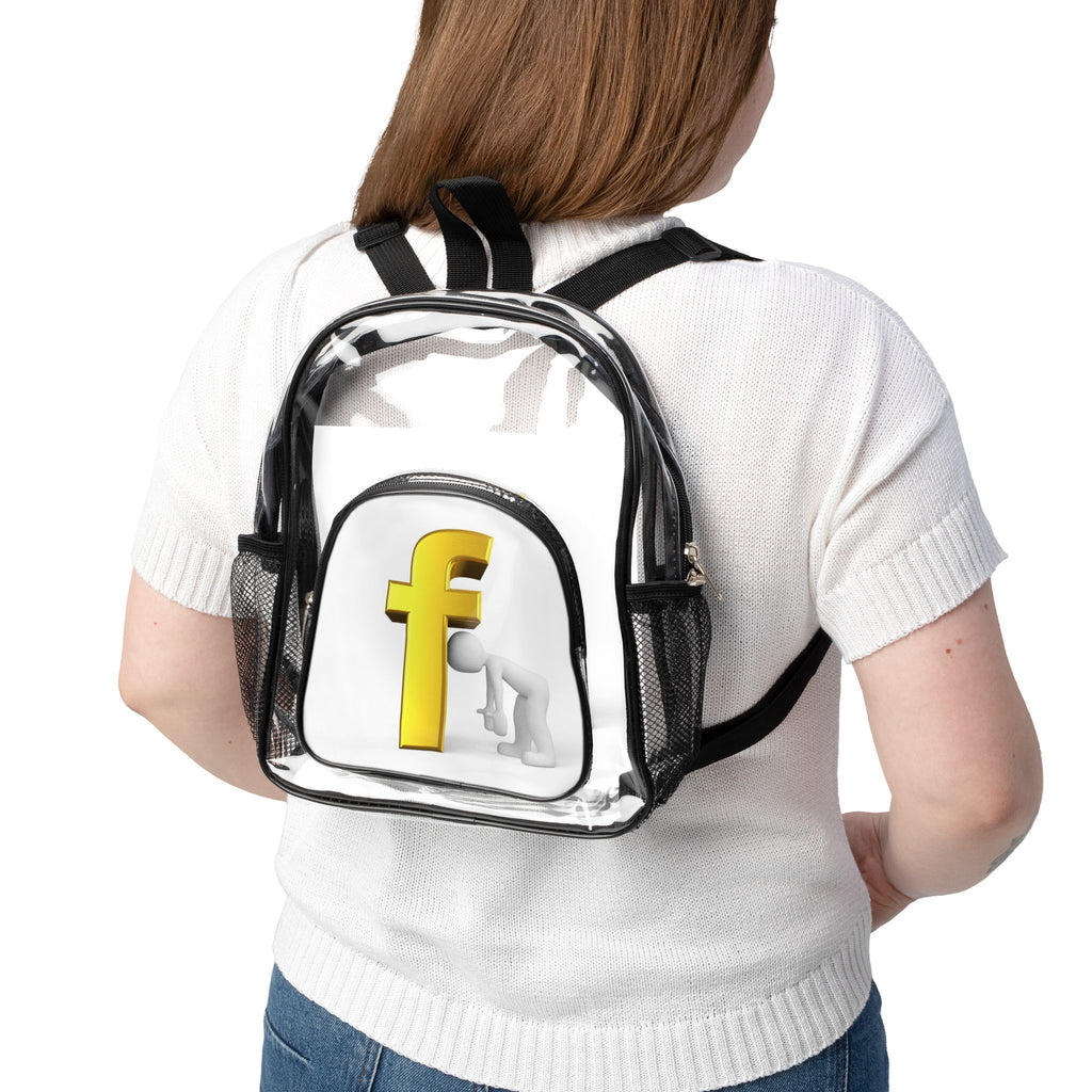 Gold Letter F Clear Stadium Backpack | Transparent School Bag