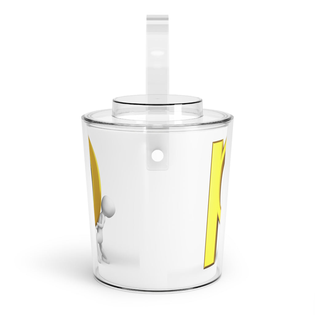 Gold Letter P Monogram Ice Bucket with Tongs | Personalized Initial Drink Cooler