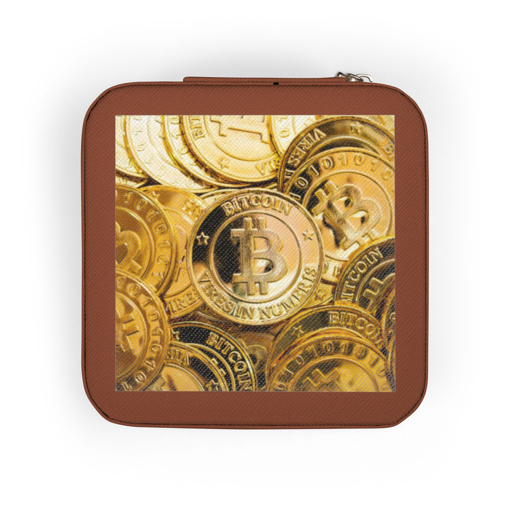 Bitcoin Pattern Jewelry Travel Case | Compact Portable Organizer