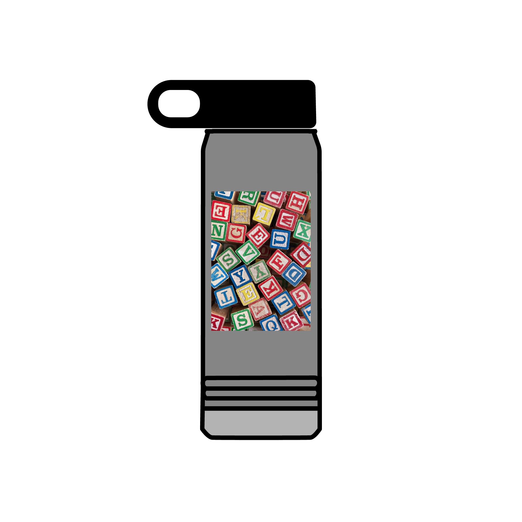 Colorful Alphabet Blocks Water Bottle | 20oz Kids Letter Print