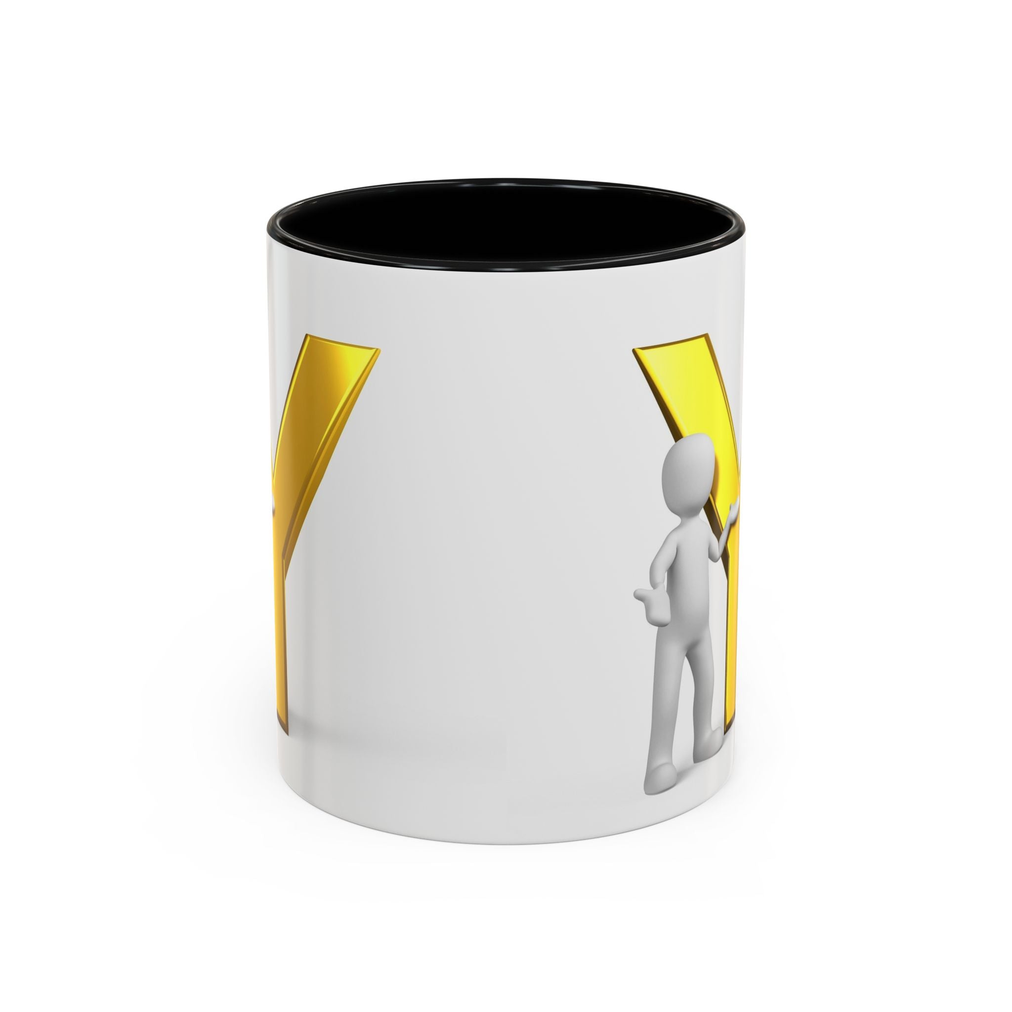 Goldbuchstabe Y mit Motiv Kaffeetasse | Akzentgriff und Innenseite