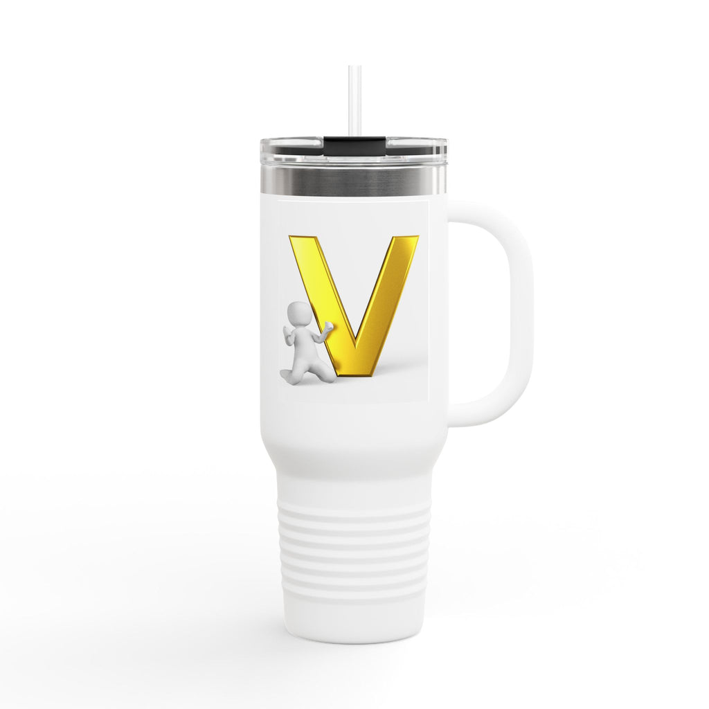 3D Letter V Design Travel Mug | 40oz Insulated Tumbler