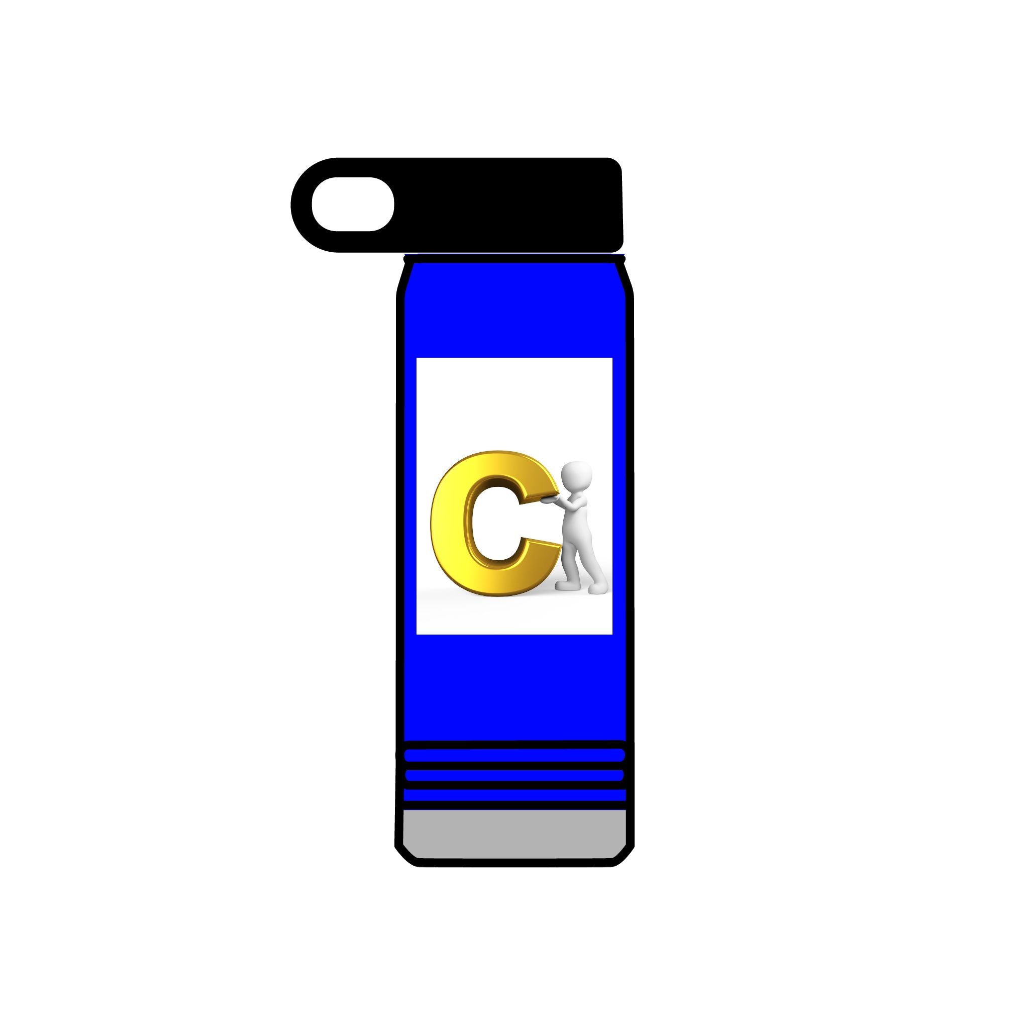 Bouteille d'eau isolée 20 oz avec logo lettre C doré