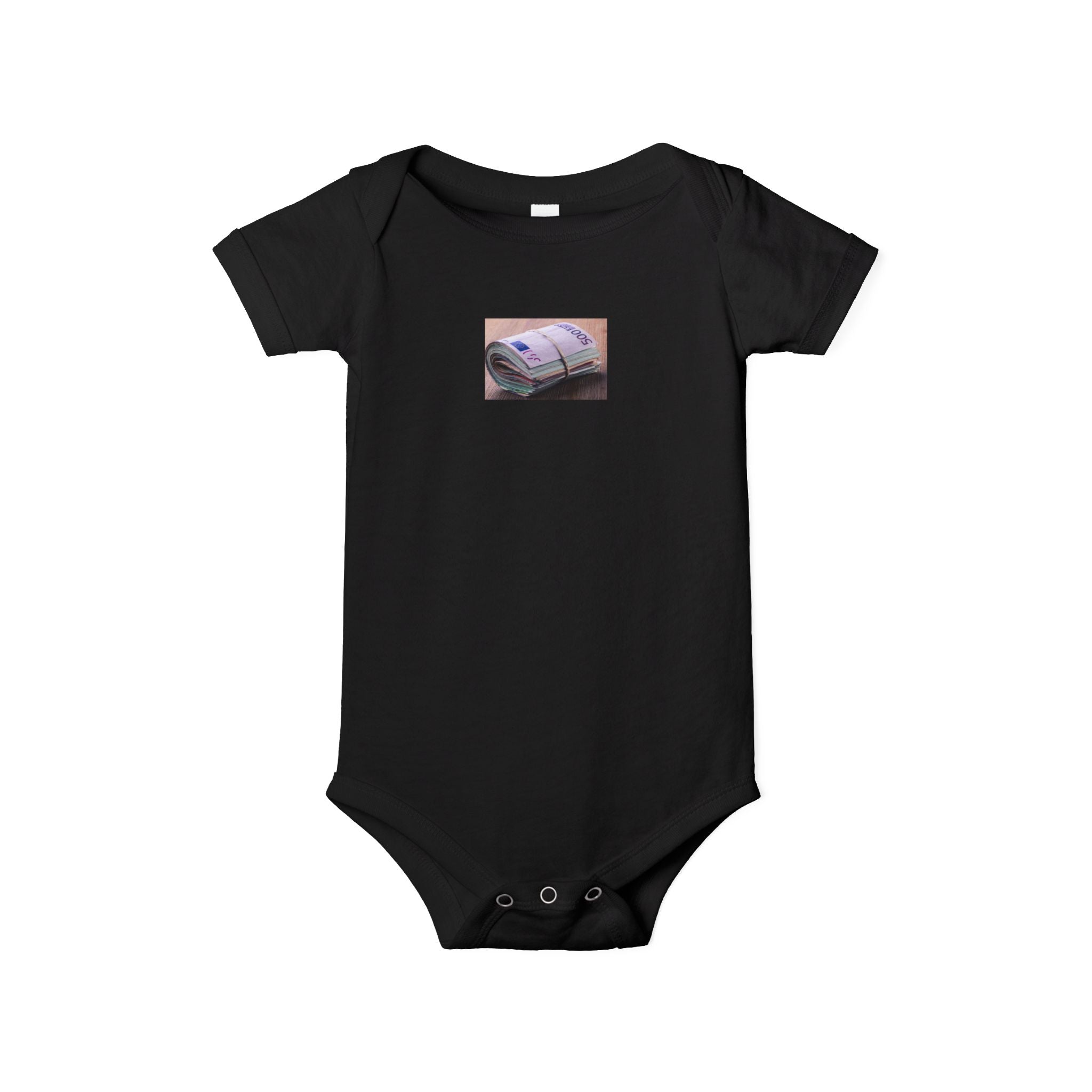 Grenouillère bébé motif pile de billets | Body imprimé argent