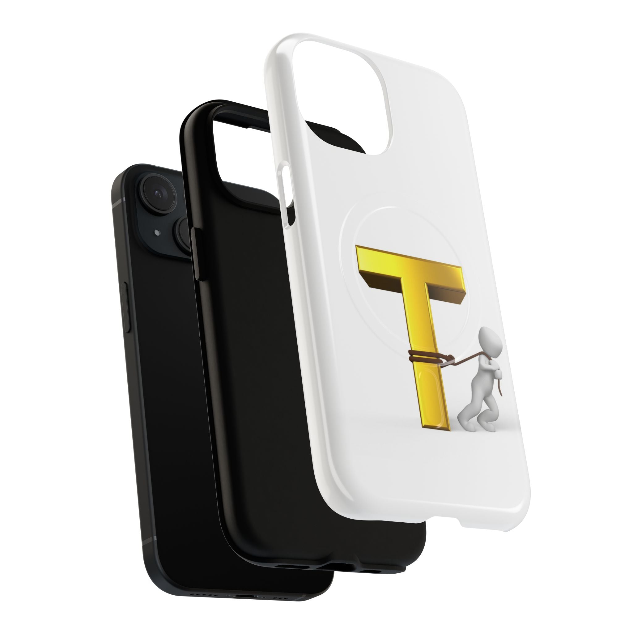 Gold Letter T with Tugging Figure phone case | Magnetic Tough Case