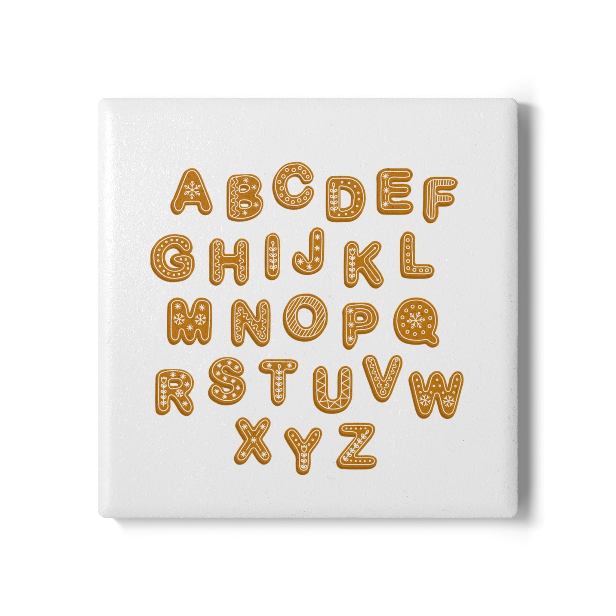 Gingerbread Alphabet Ceramic Coaster | Letter Cookie Kitchen Decor