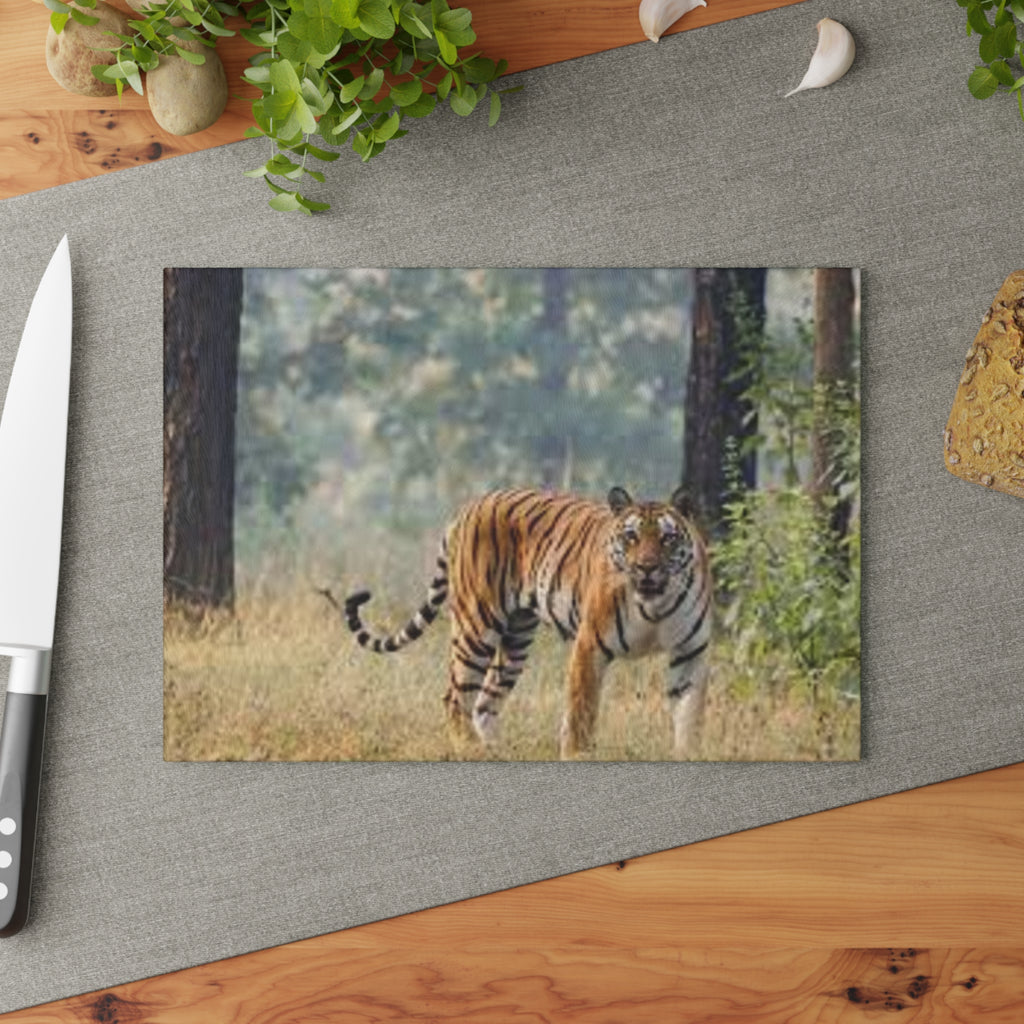 Bengal Tiger Photography Glass Cutting Board | Wildlife Kitchen Décor