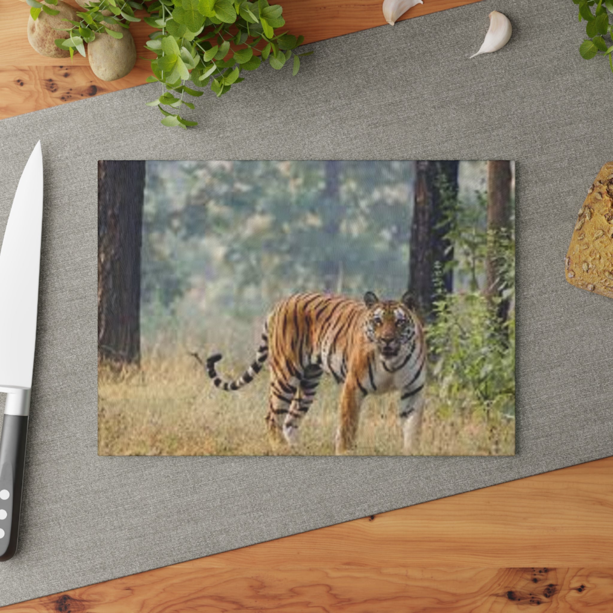 Bengal Tiger Photography Glass Cutting Board | Wildlife Kitchen Décor