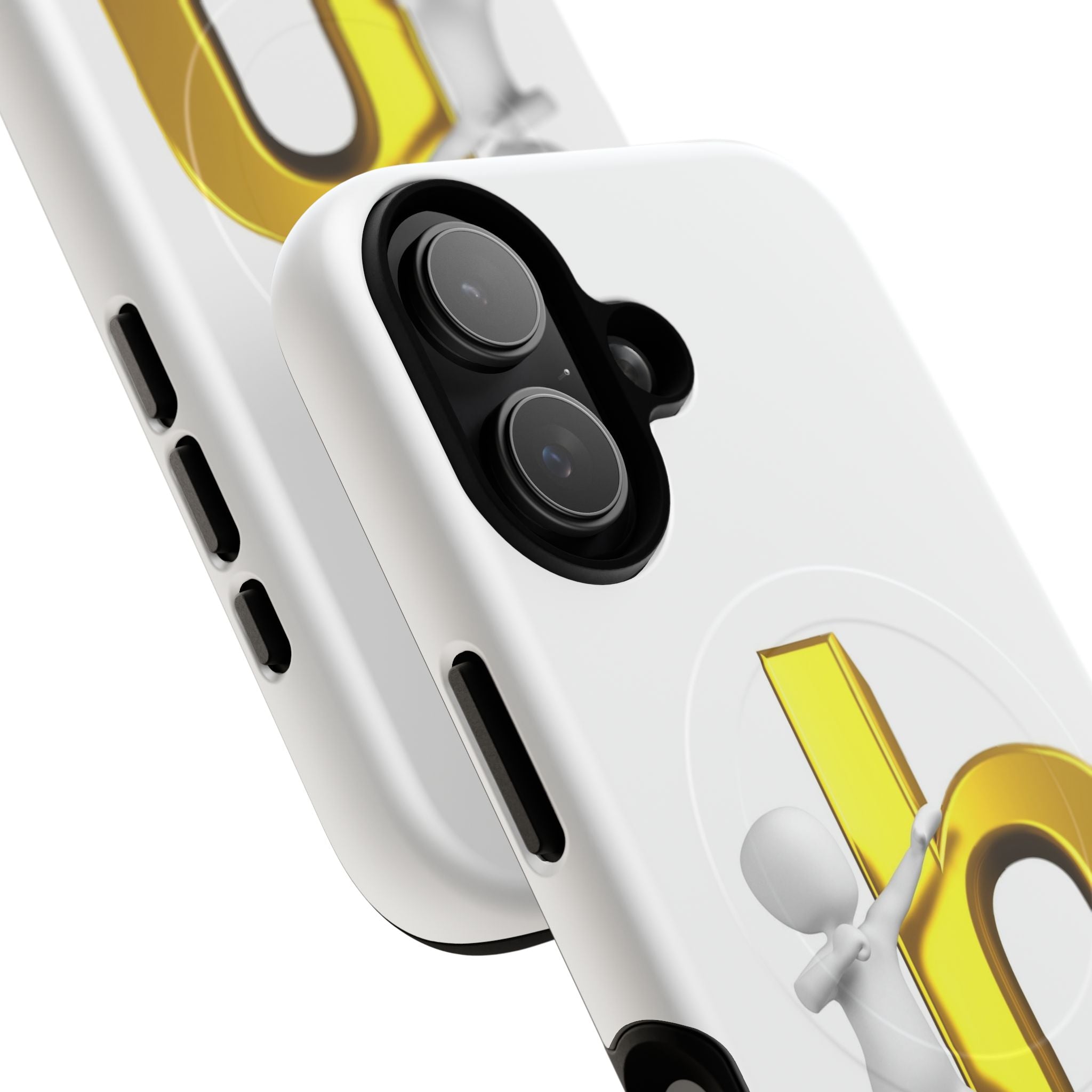 3D Person Pushing Gold Letter h Phone Case | Tough Magnetic Case