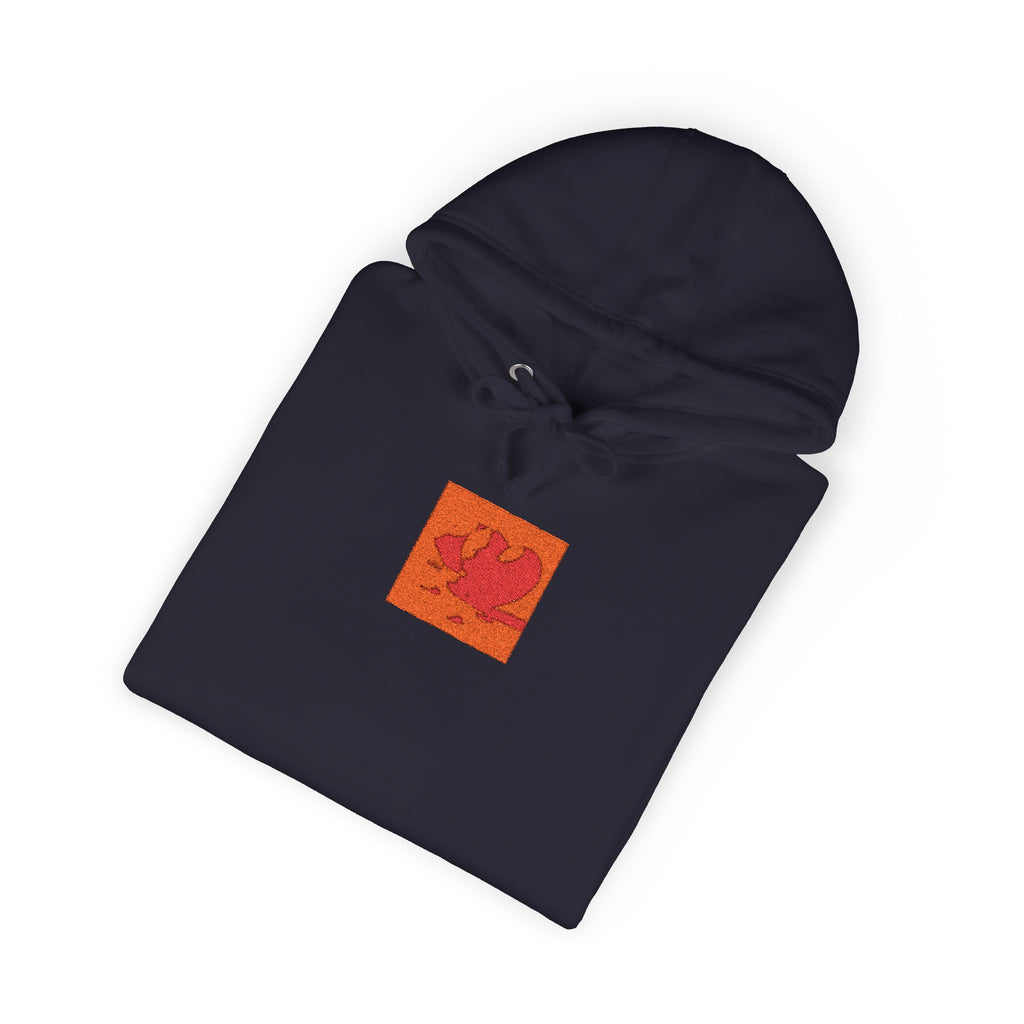 Orange Phoenix Pixel Art Hoodie | Square Chest & Sleeve Patch