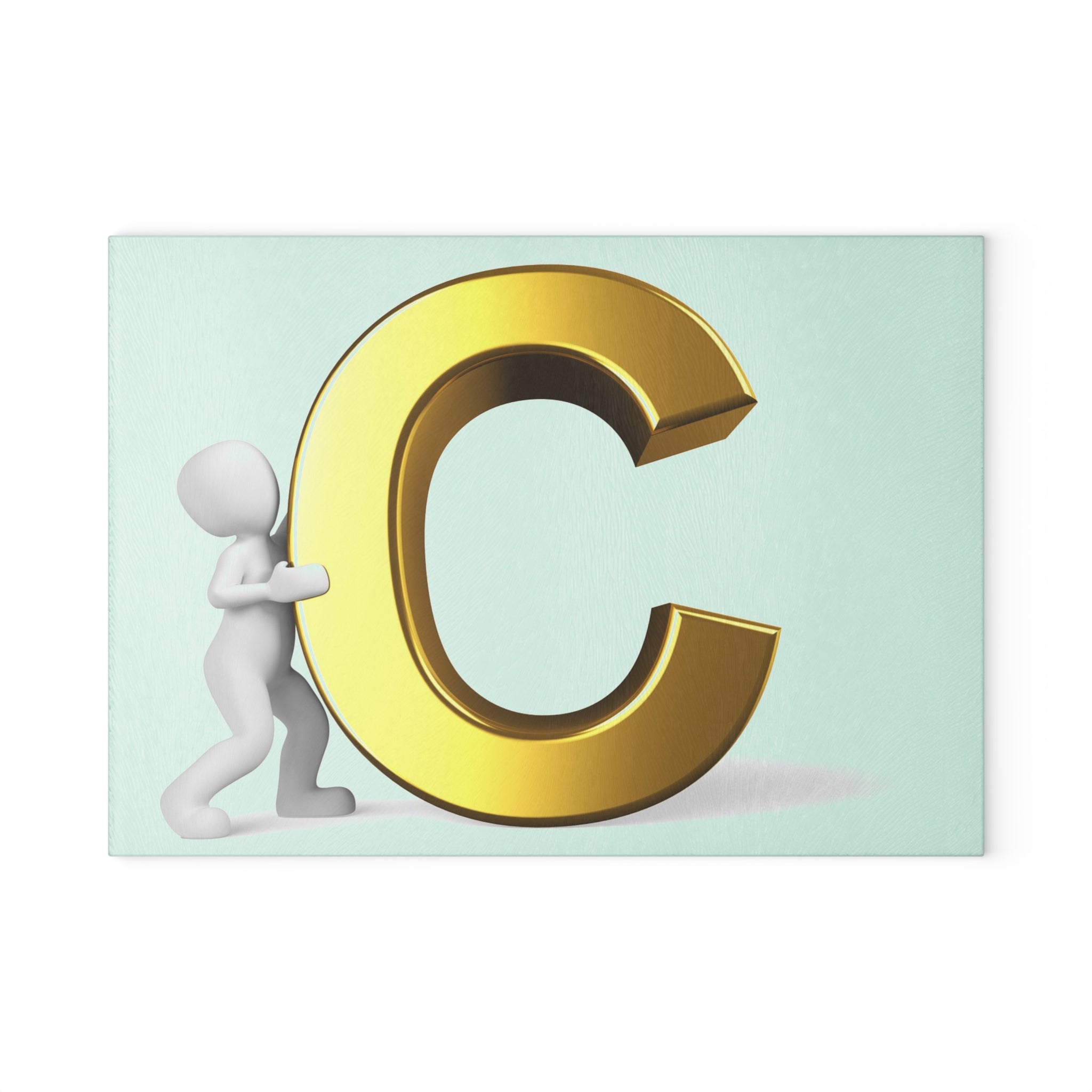 Gold Letter C Glass Cutting Board | Initial Monogram Kitchen Decor