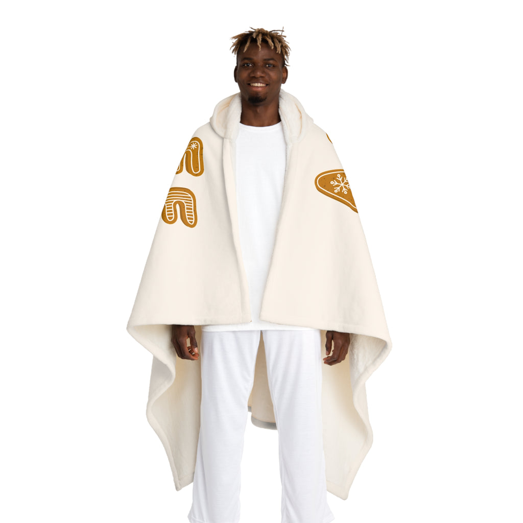 Gingerbread Cookie Pattern Hooded Blanket | Sherpa Fleece Hooded Blanket