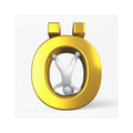 Gold Ö Letter Character with Stick Figure Car Magnet | Decorative Alphabet Magnet