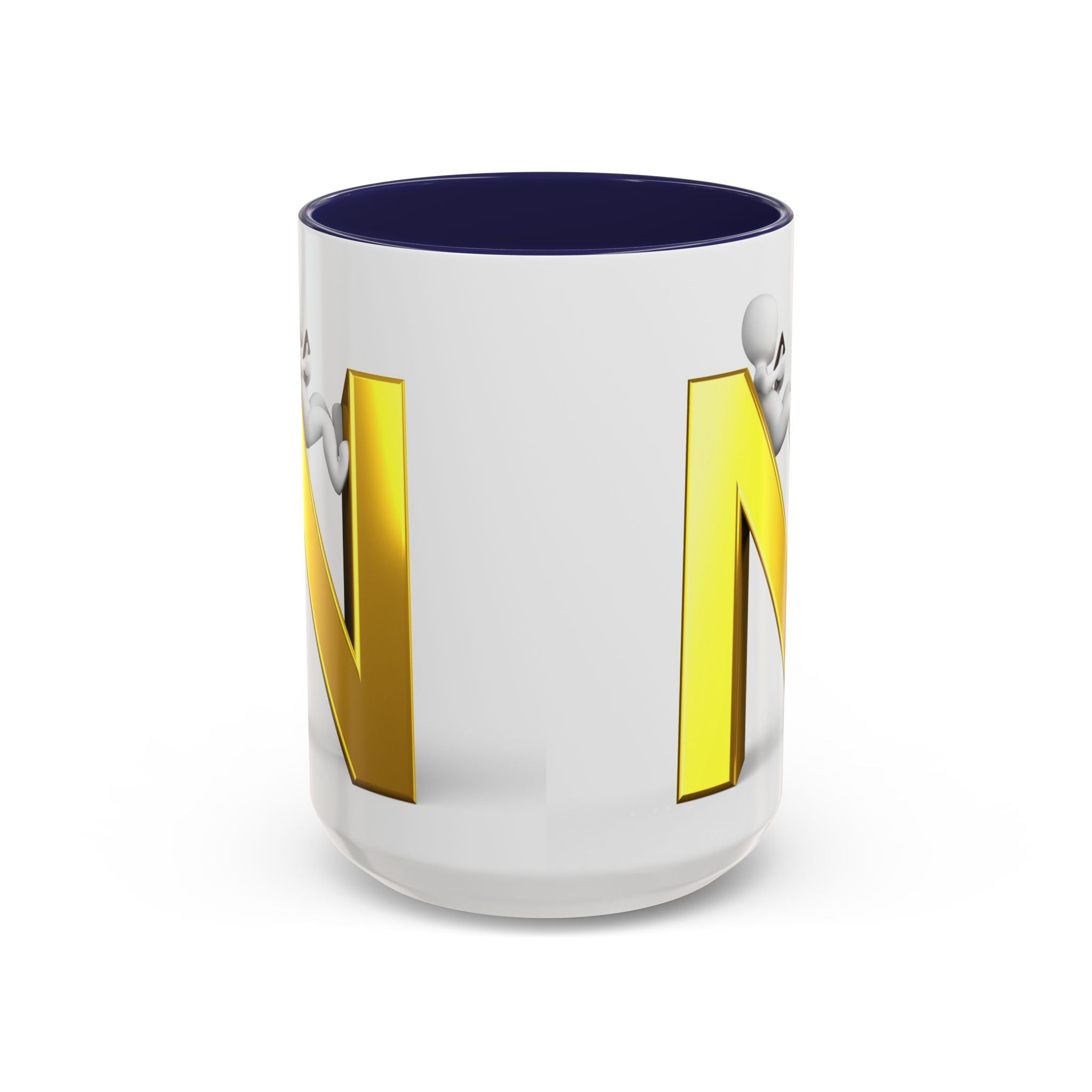 Mug monogramme lettre N dorée | Mug à anse colorée