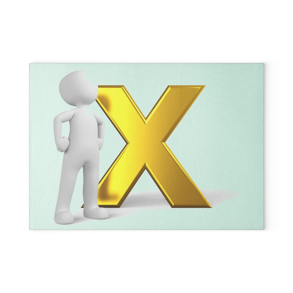 Gold X with 3D Figure Glass Cutting Board