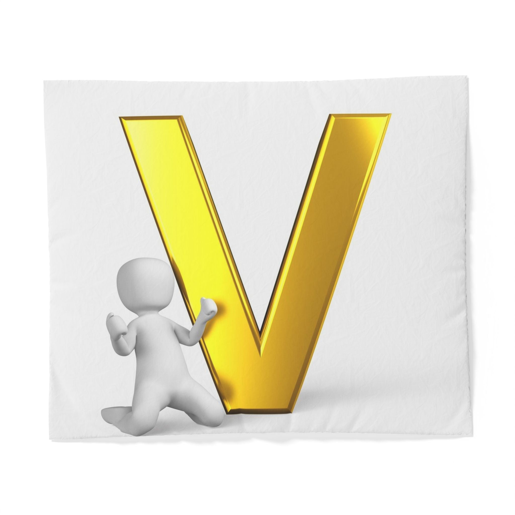 Gold Letter V duvet cover | Monogram initial alphabet bedding
