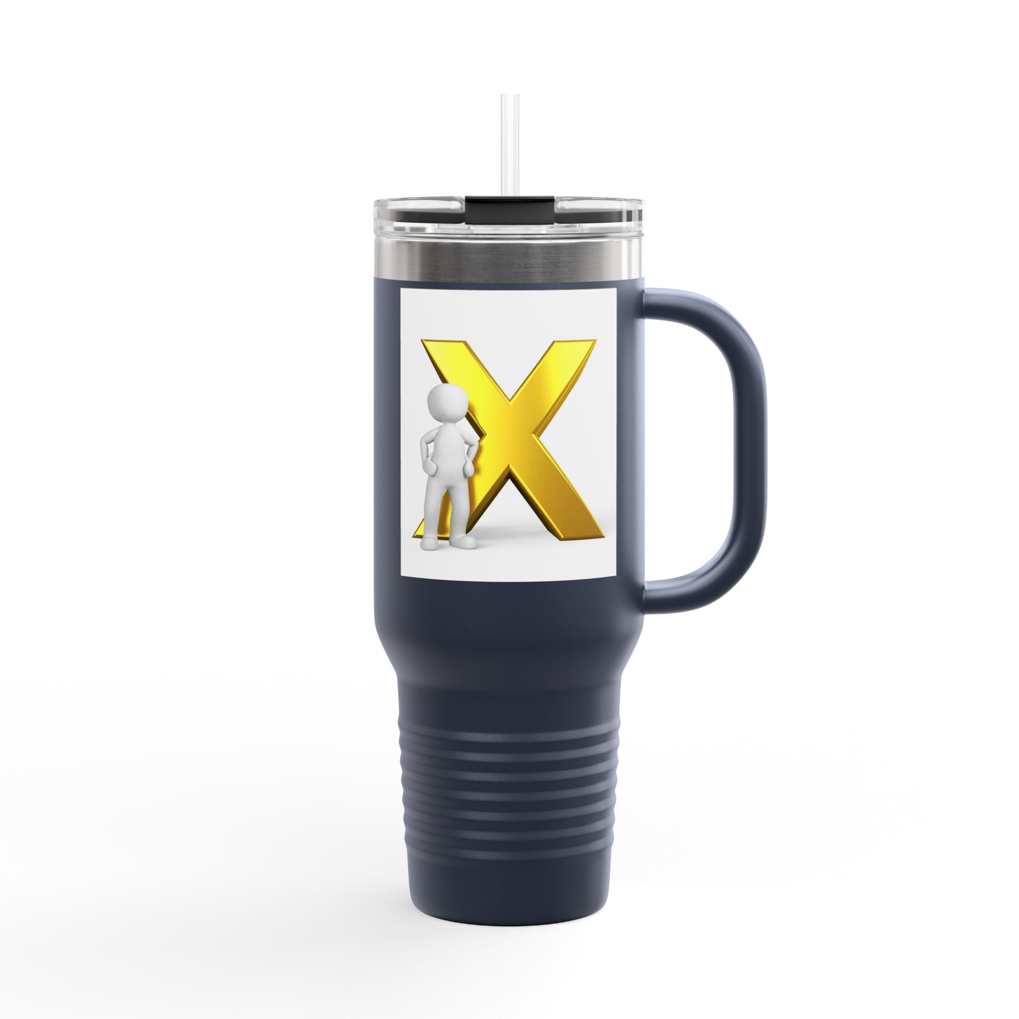 3D Person with Gold X Tumbler 40oz